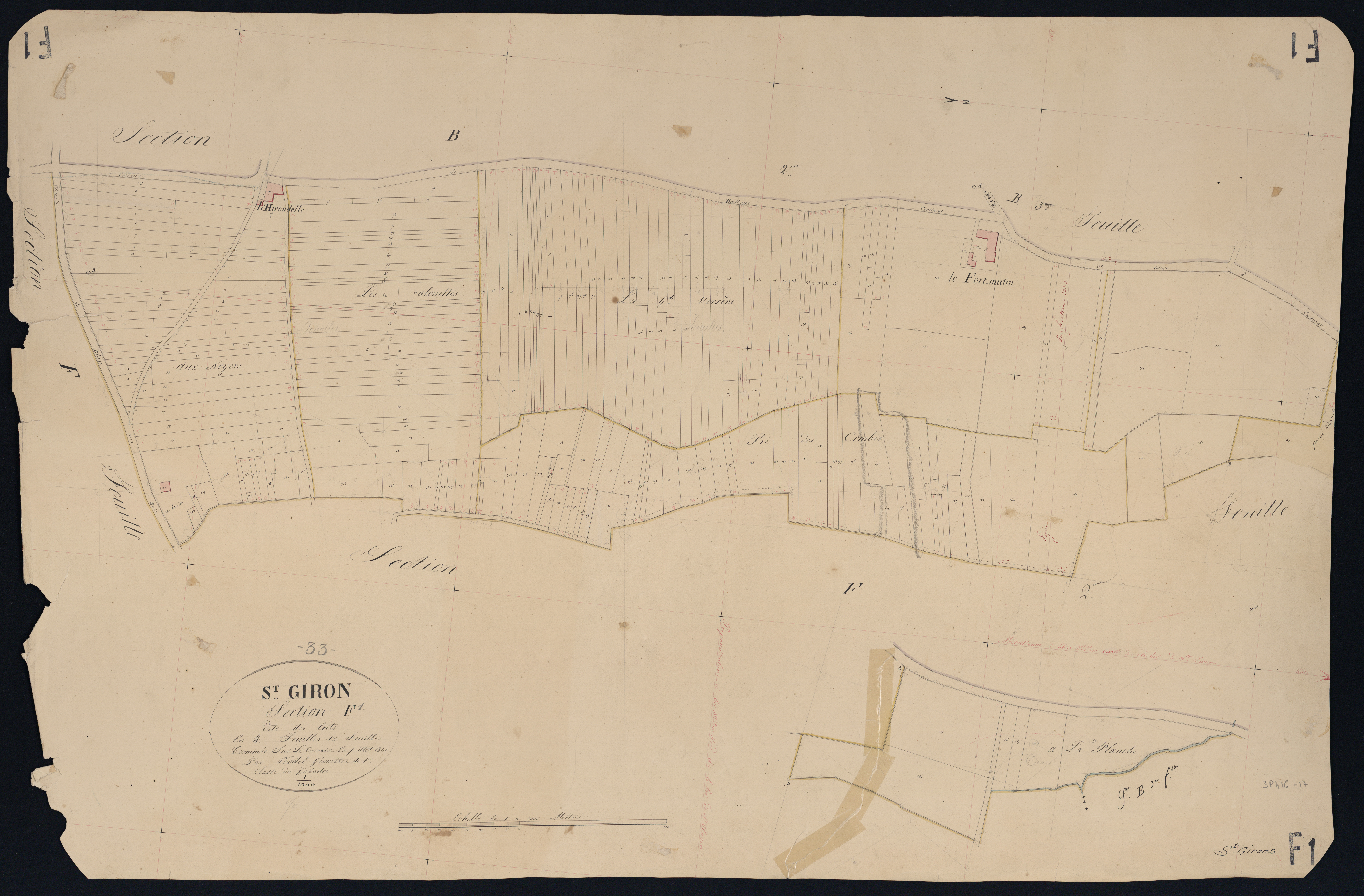 Saint-Girons-d'Aiguevives - -Section F feuille 1 : Les Erits