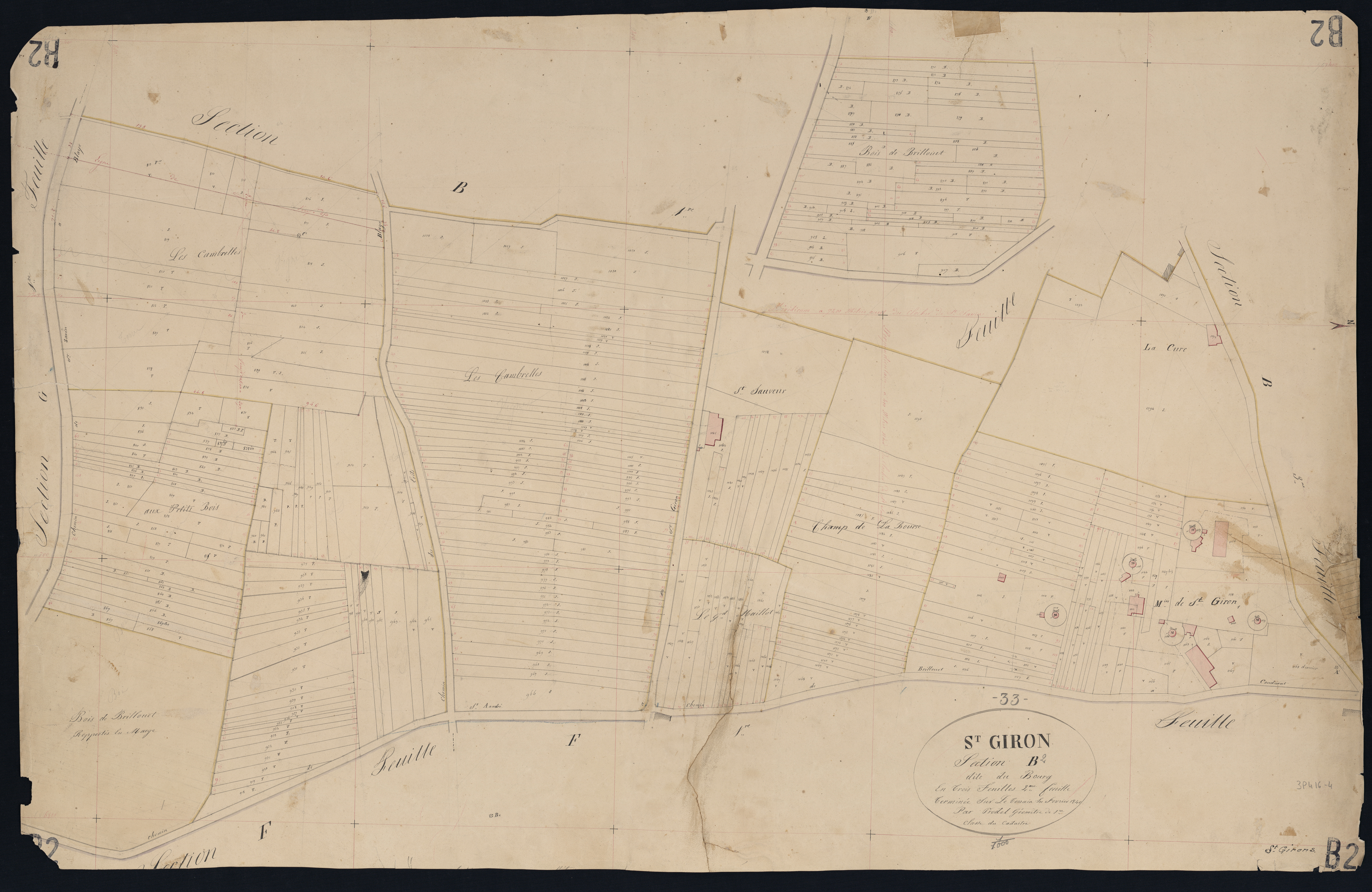 Saint-Girons-d'Aiguevives - -Section B feuille 2 : Le Bourg