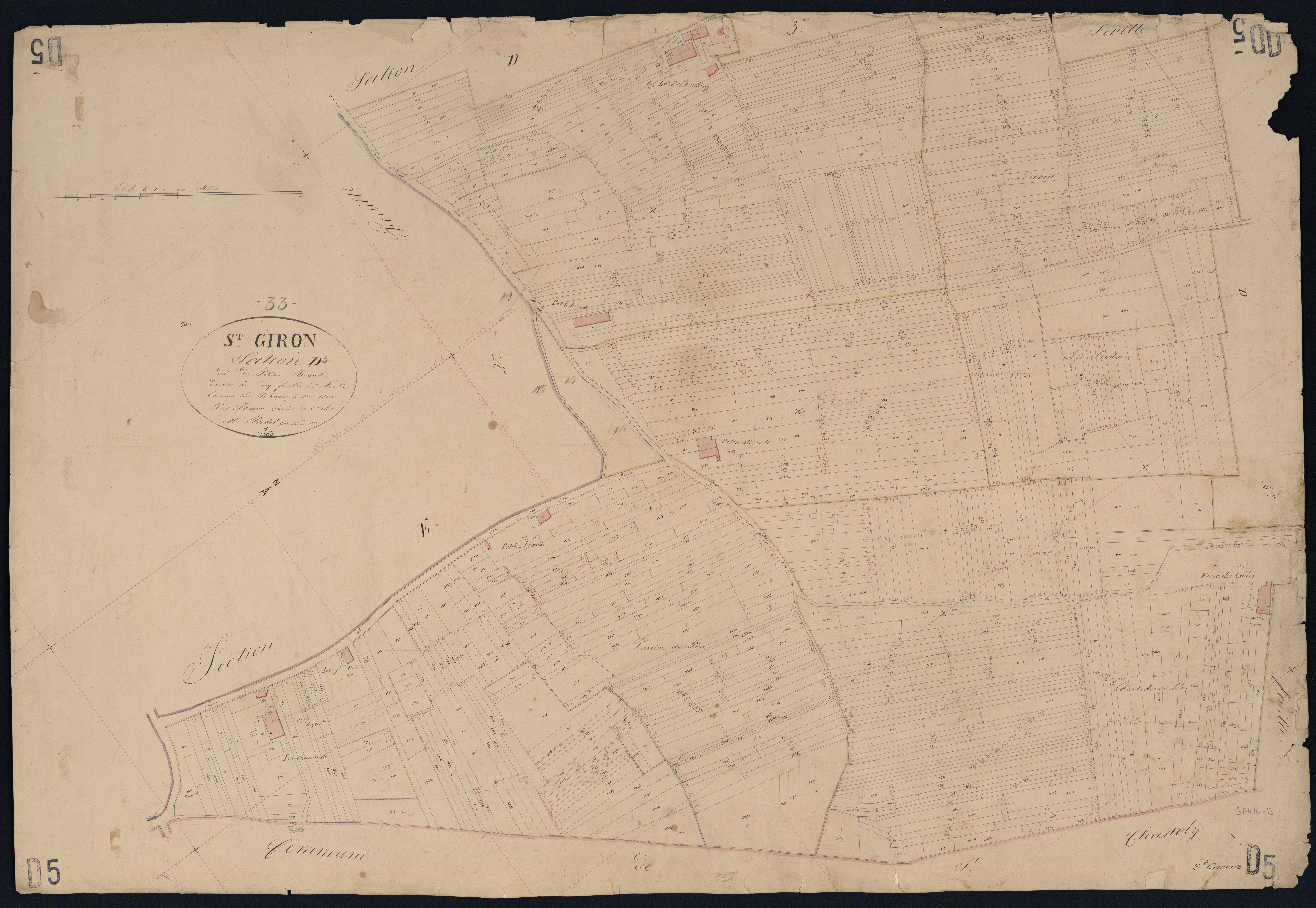 Saint-Girons-d'Aiguevives - -Section D feuille 5 : Les Petites-Brandes