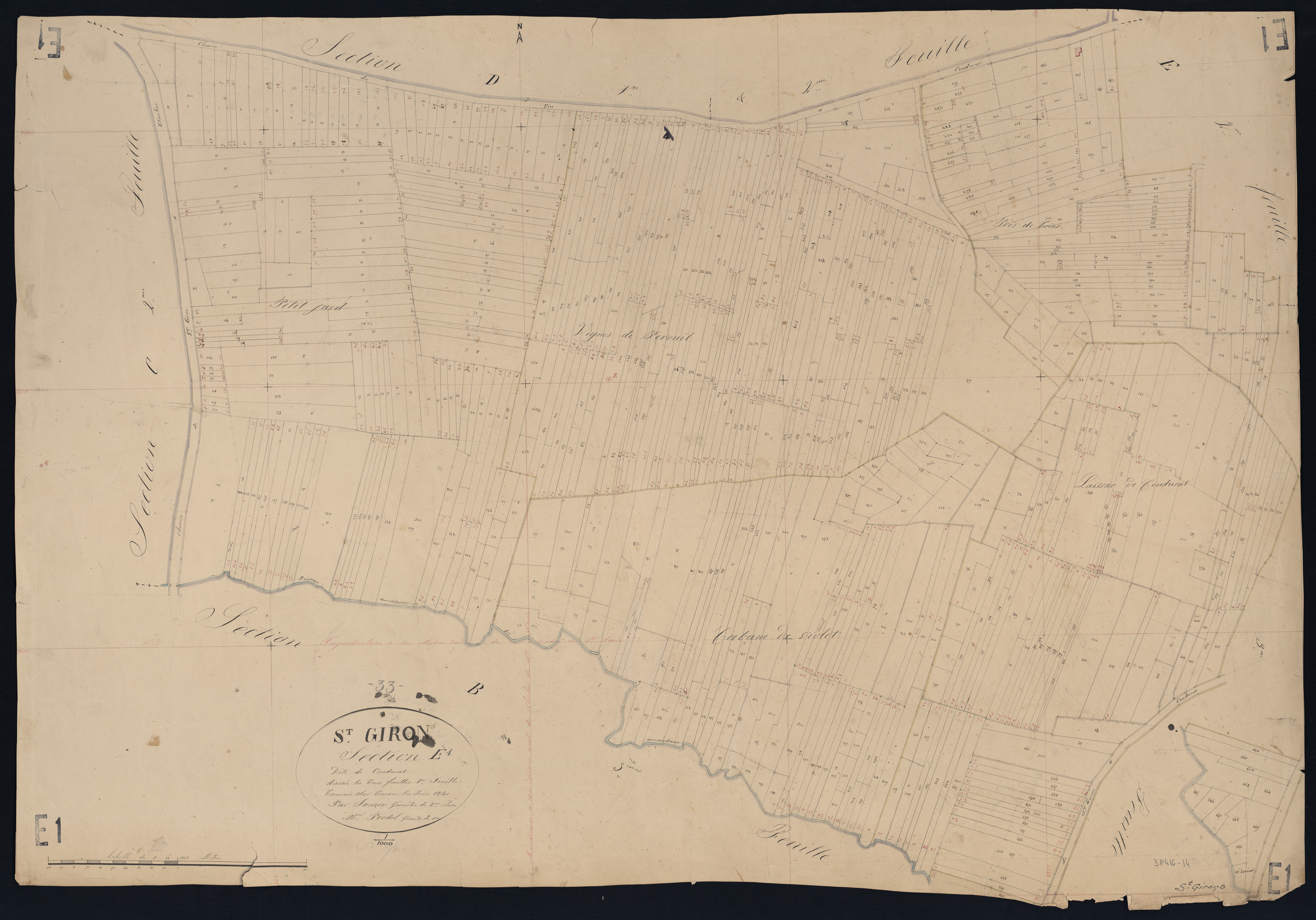 Saint-Girons-d'Aiguevives - -Section E feuille 1 : Condurat