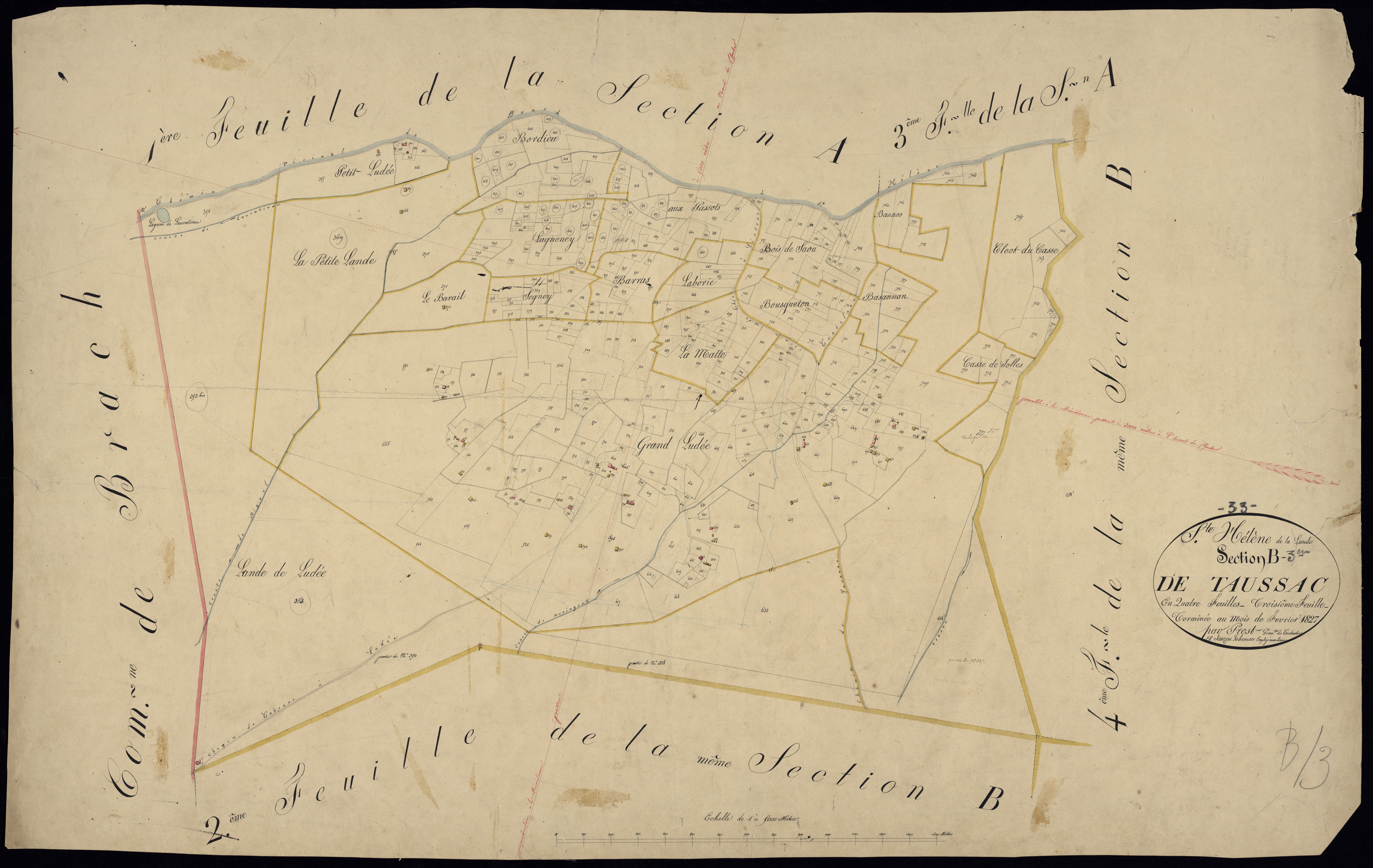 Sainte-Hélène - -Section B feuille 3 : Taussac