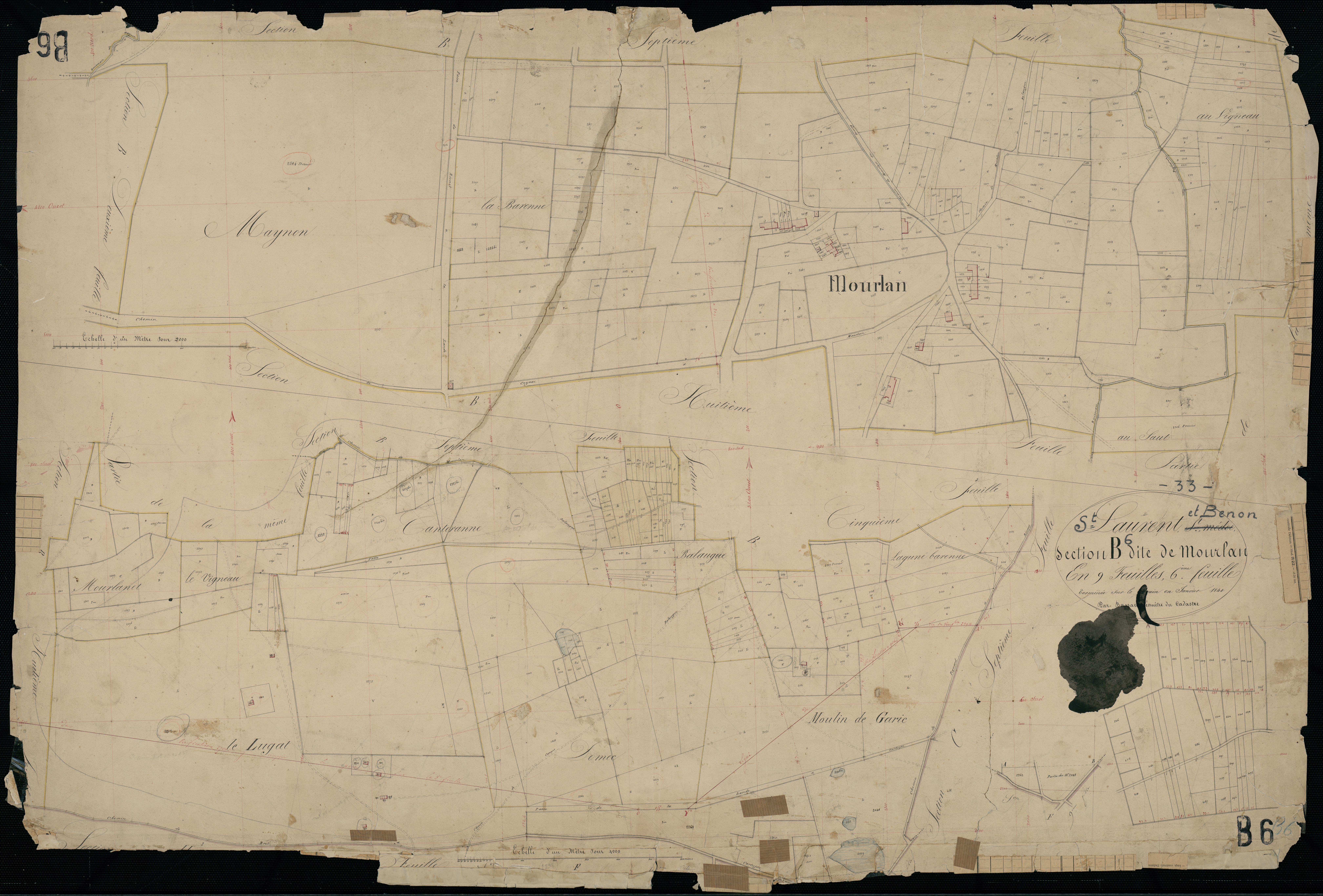 Saint-Laurent-Médoc - -Section B feuille 6 : Mourlan