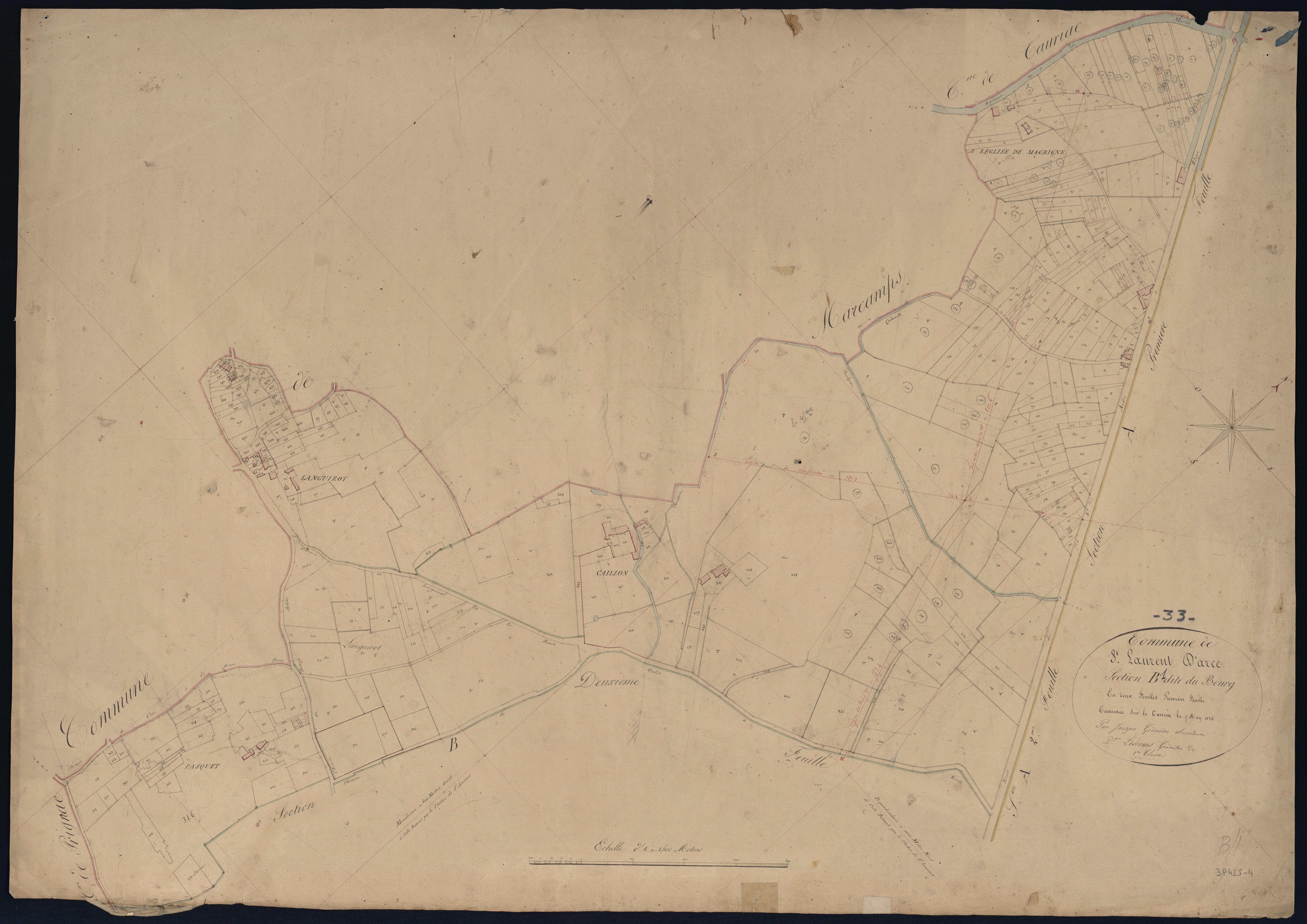 Saint-Laurent-d'Arce - -Section B feuille 1 : Le Bourg