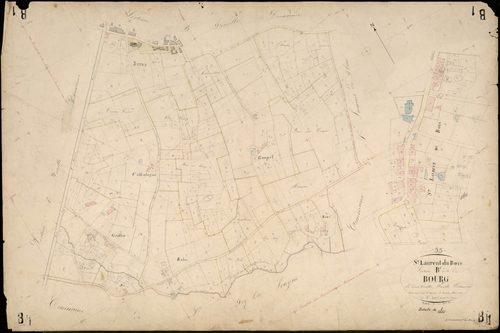Saint-Laurent-du-Bois - -Section B feuille 1 : Le Bourg