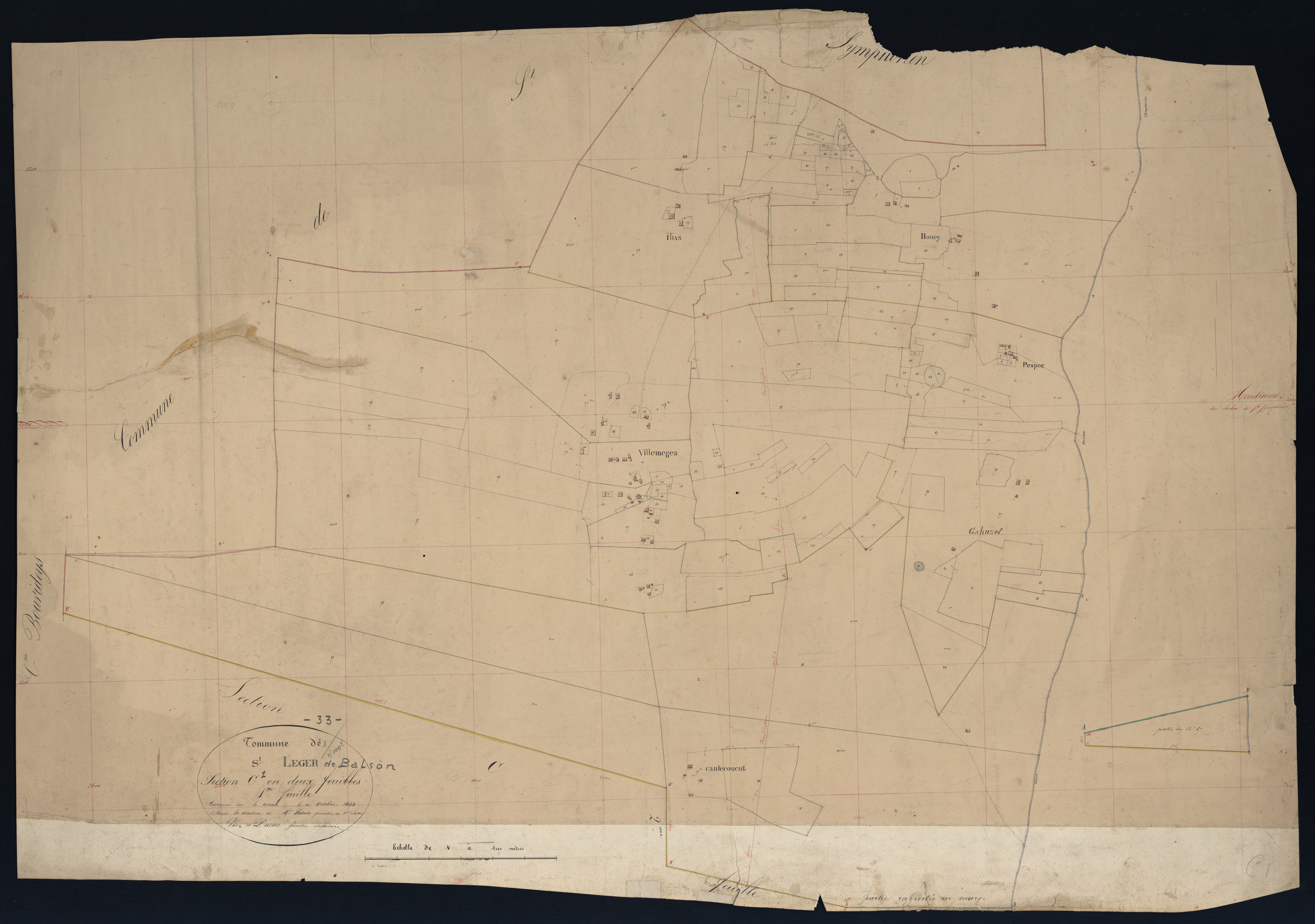 Saint-Léger-de-Balson - -Section C feuille 1 : Villemegea