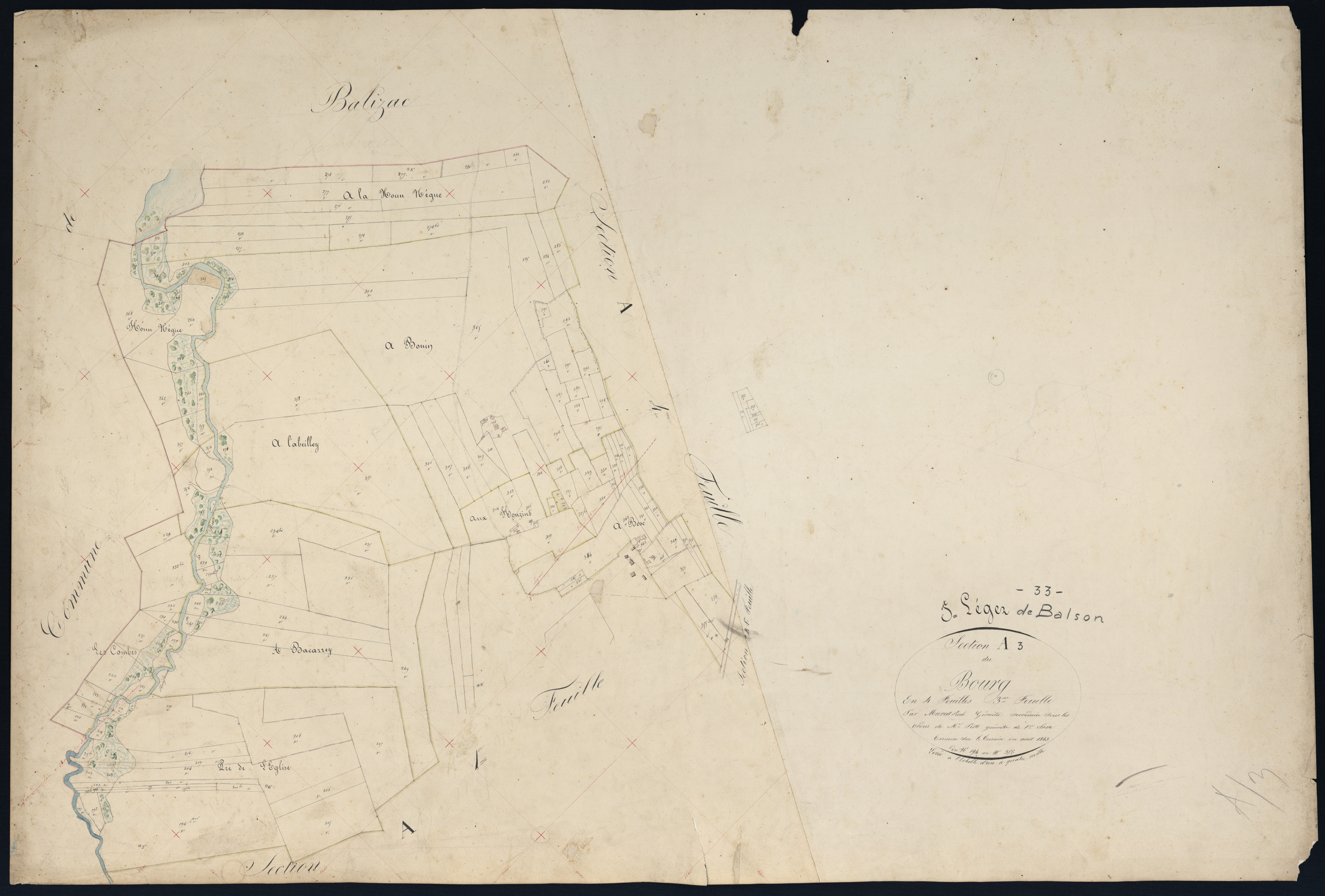 Saint-Léger-de-Balson - -Section A feuille 3 : Le Bourg