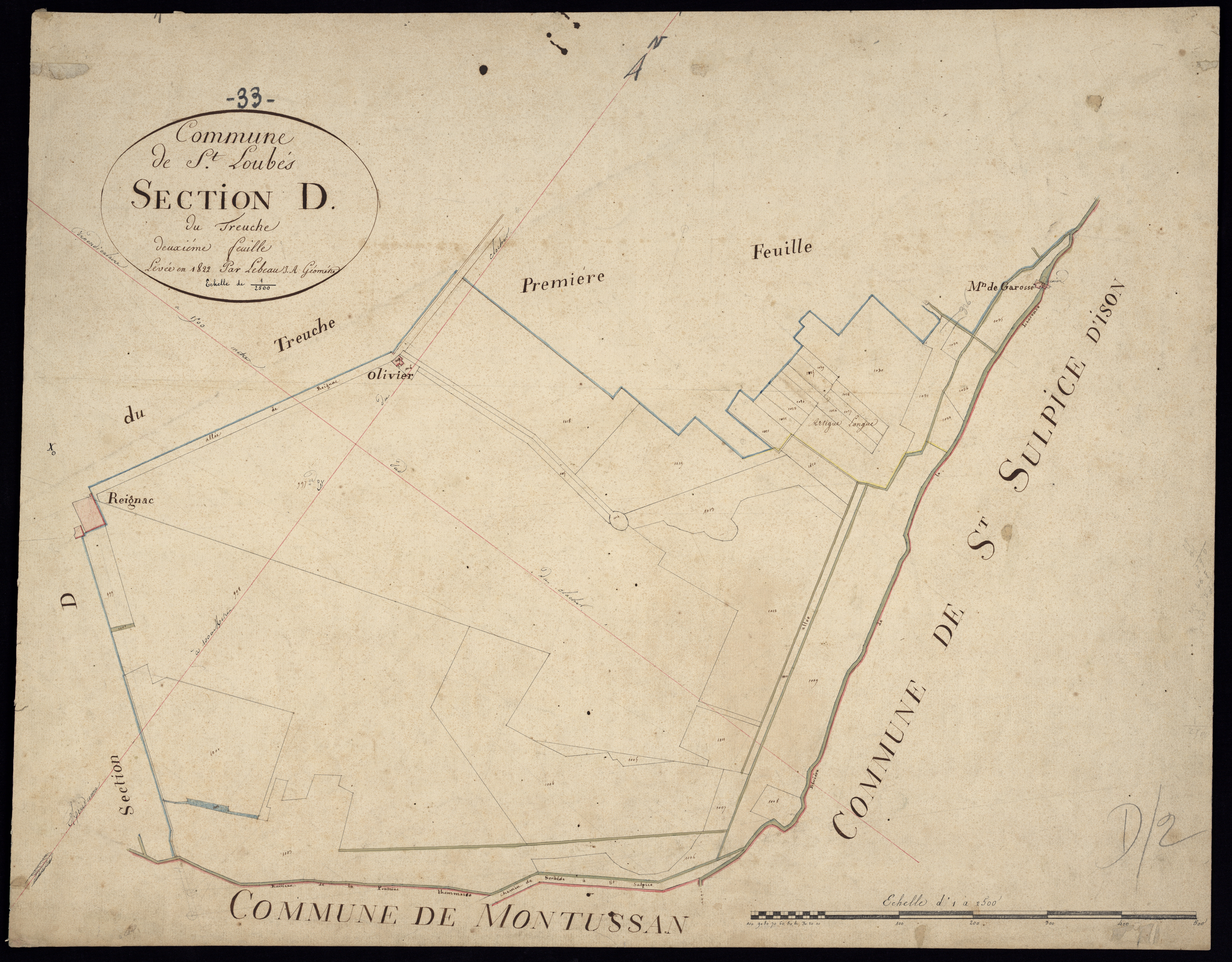 Saint-Loubès - -Section D feuille 2 : Le Treuche