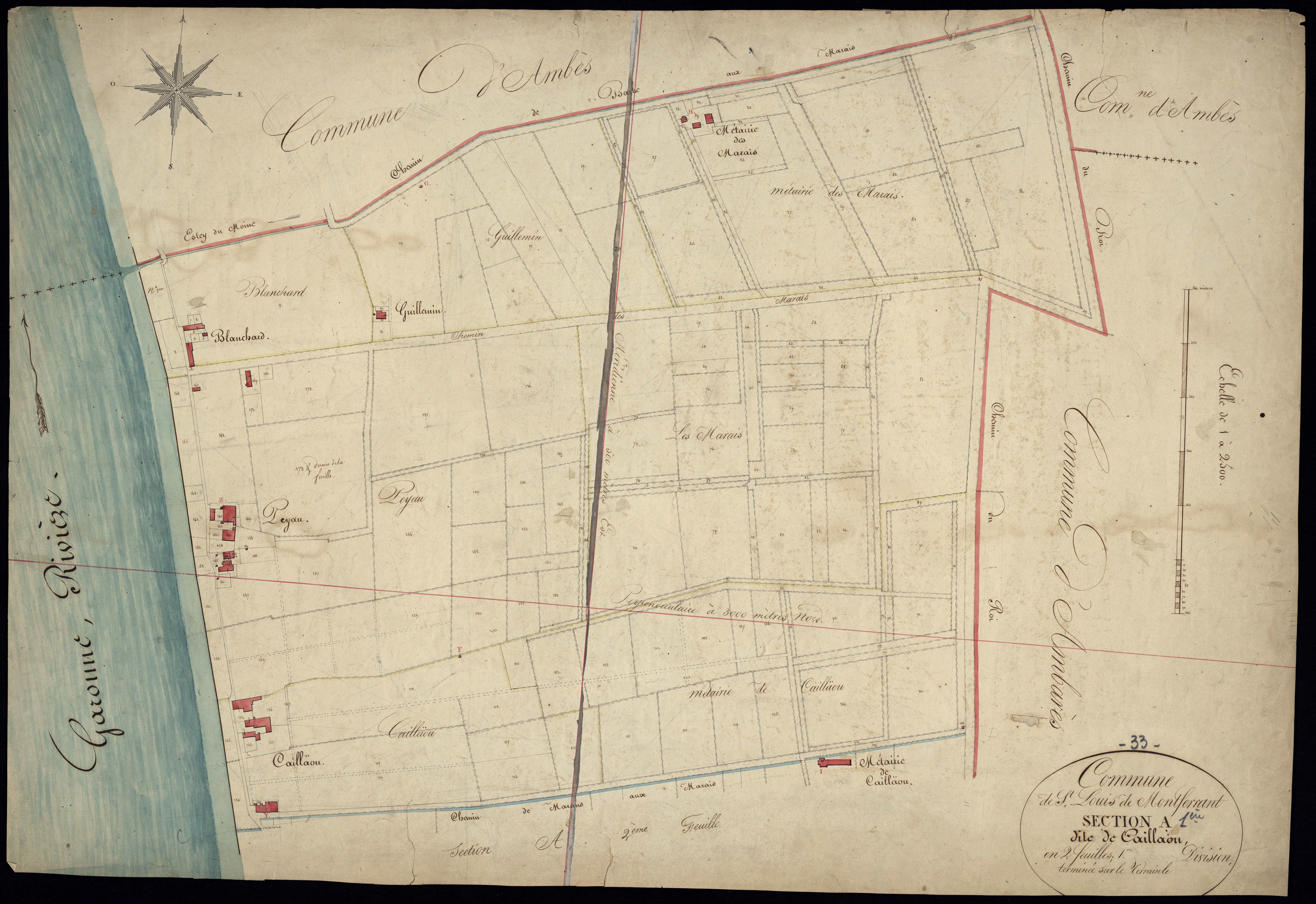 Saint-Louis-de-Montferrand - -Section A feuille 1 : Caillaou