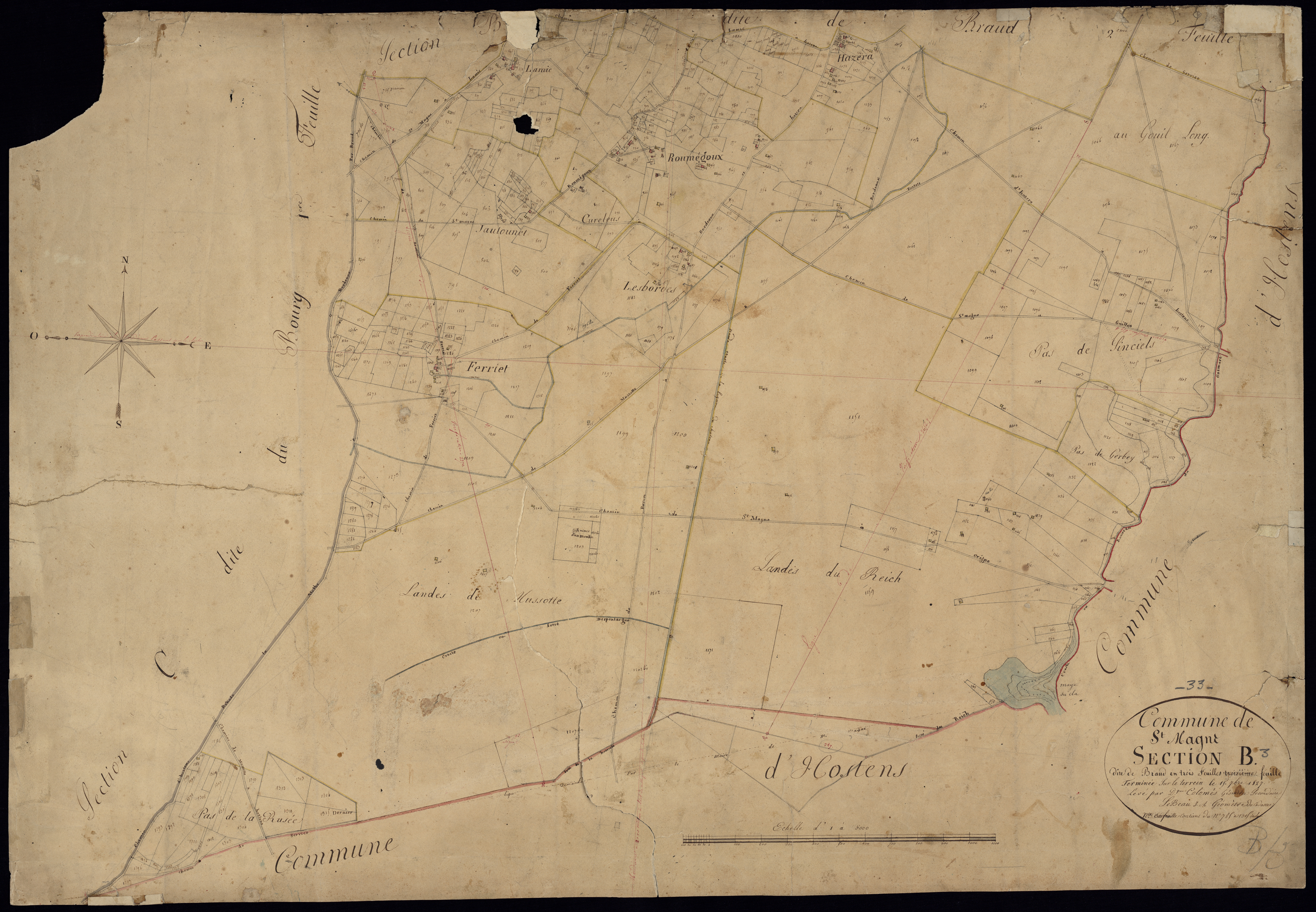 Saint-Magne - -Section B feuille 3 : Braud