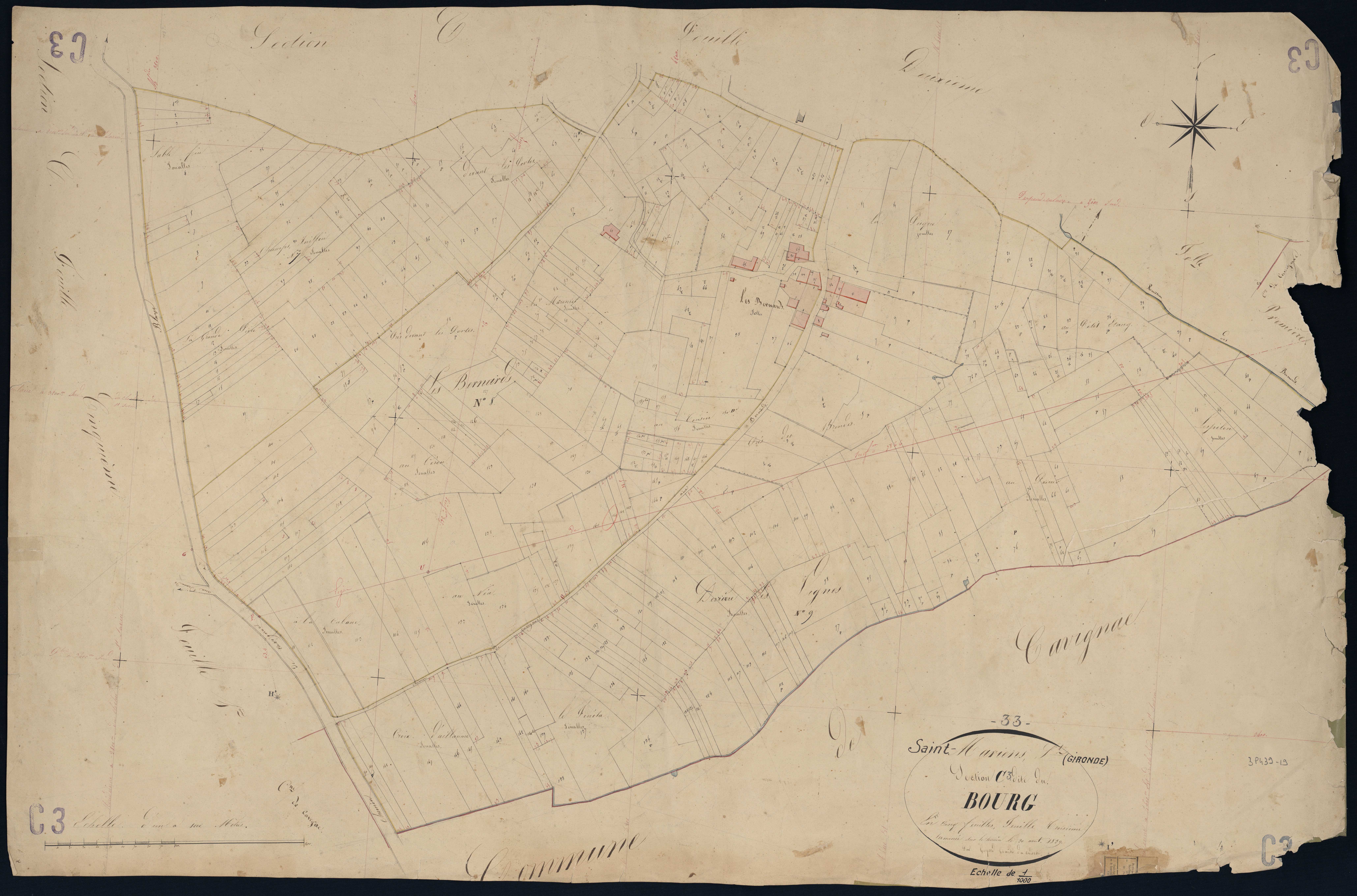 Saint-Mariens - -Section C feuille 3 : Le Bourg