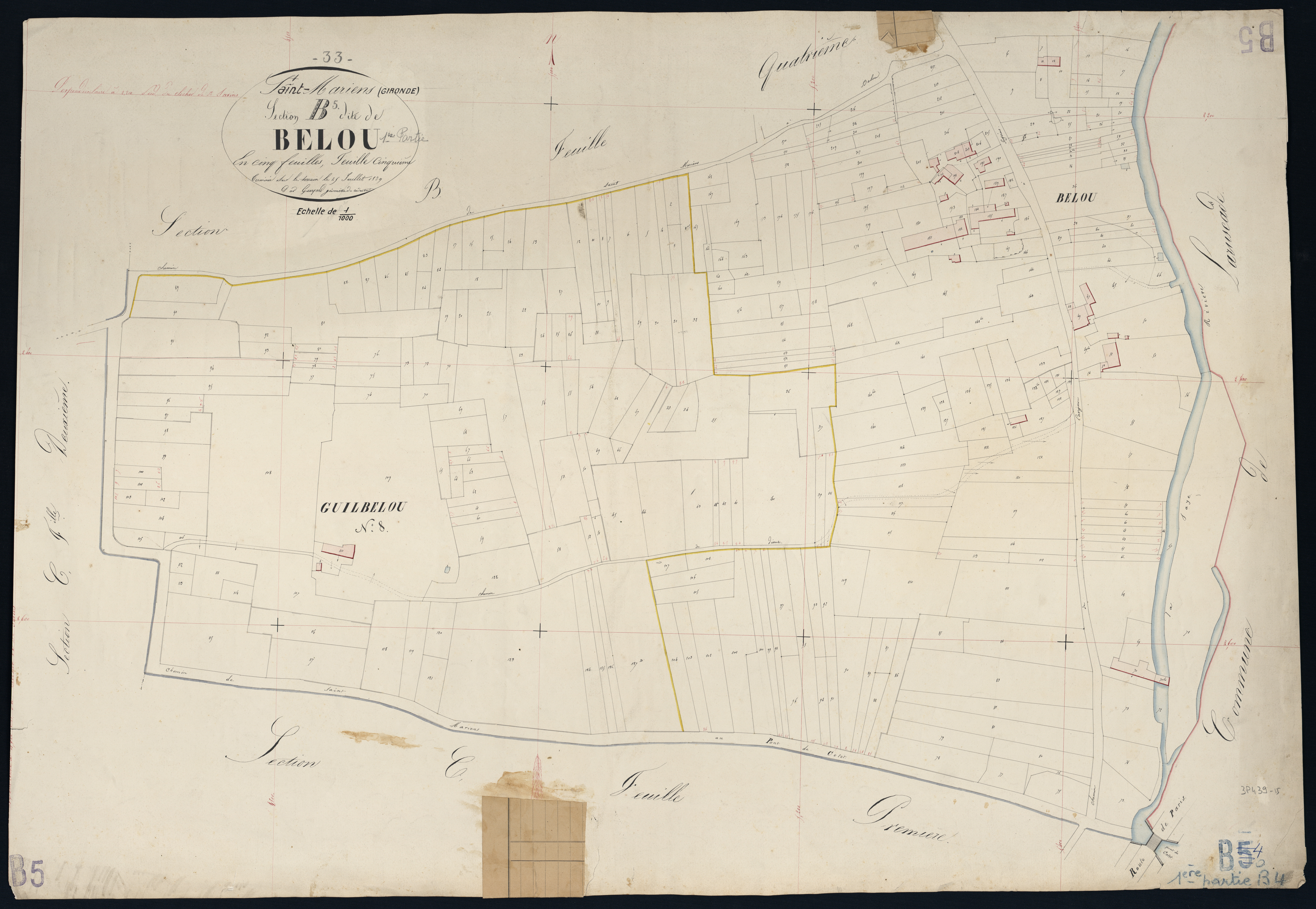 Saint-Mariens - -Section B feuille 5/1 : Belou