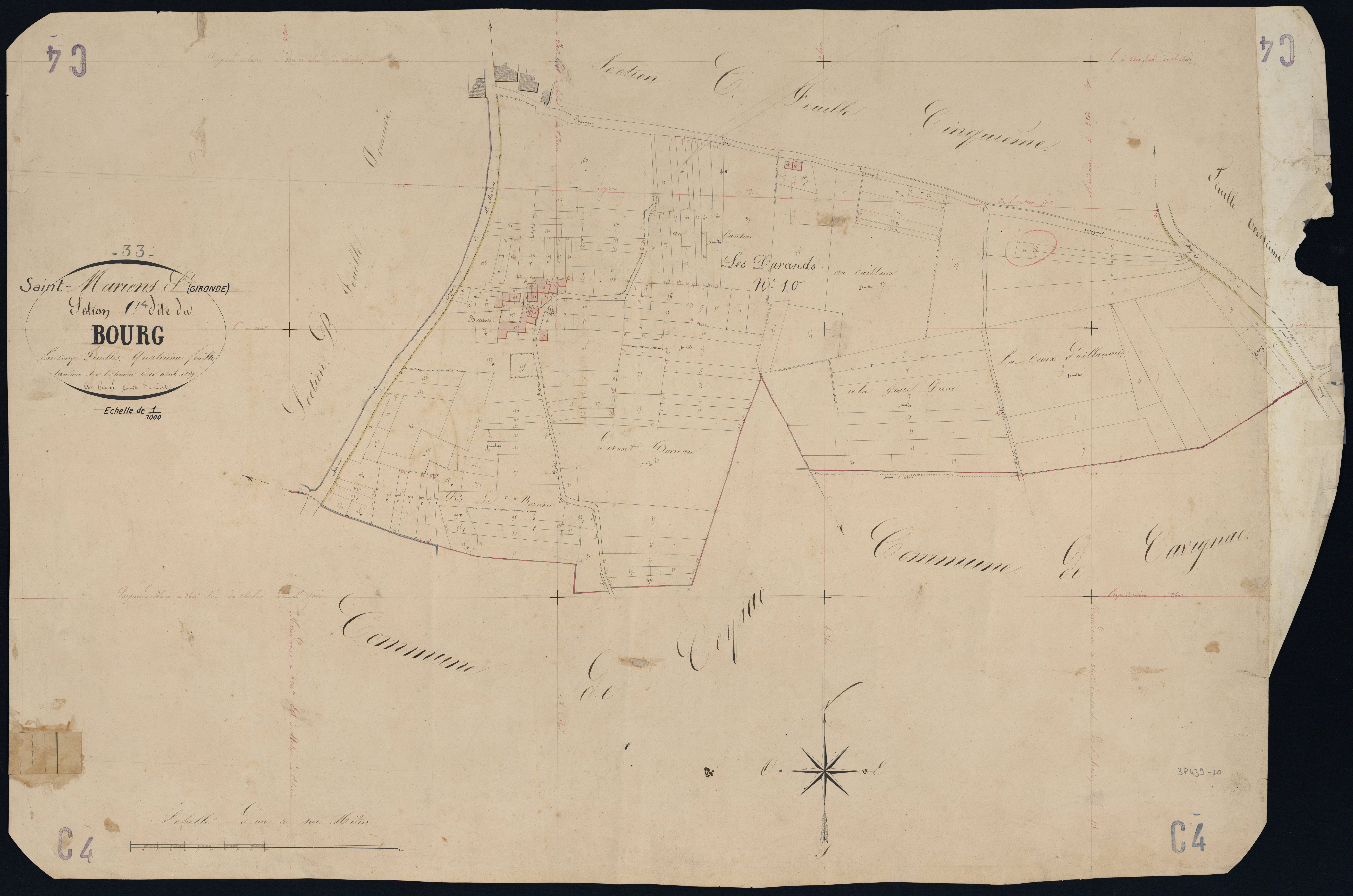 Saint-Mariens - -Section C feuille 4 : Le Bourg