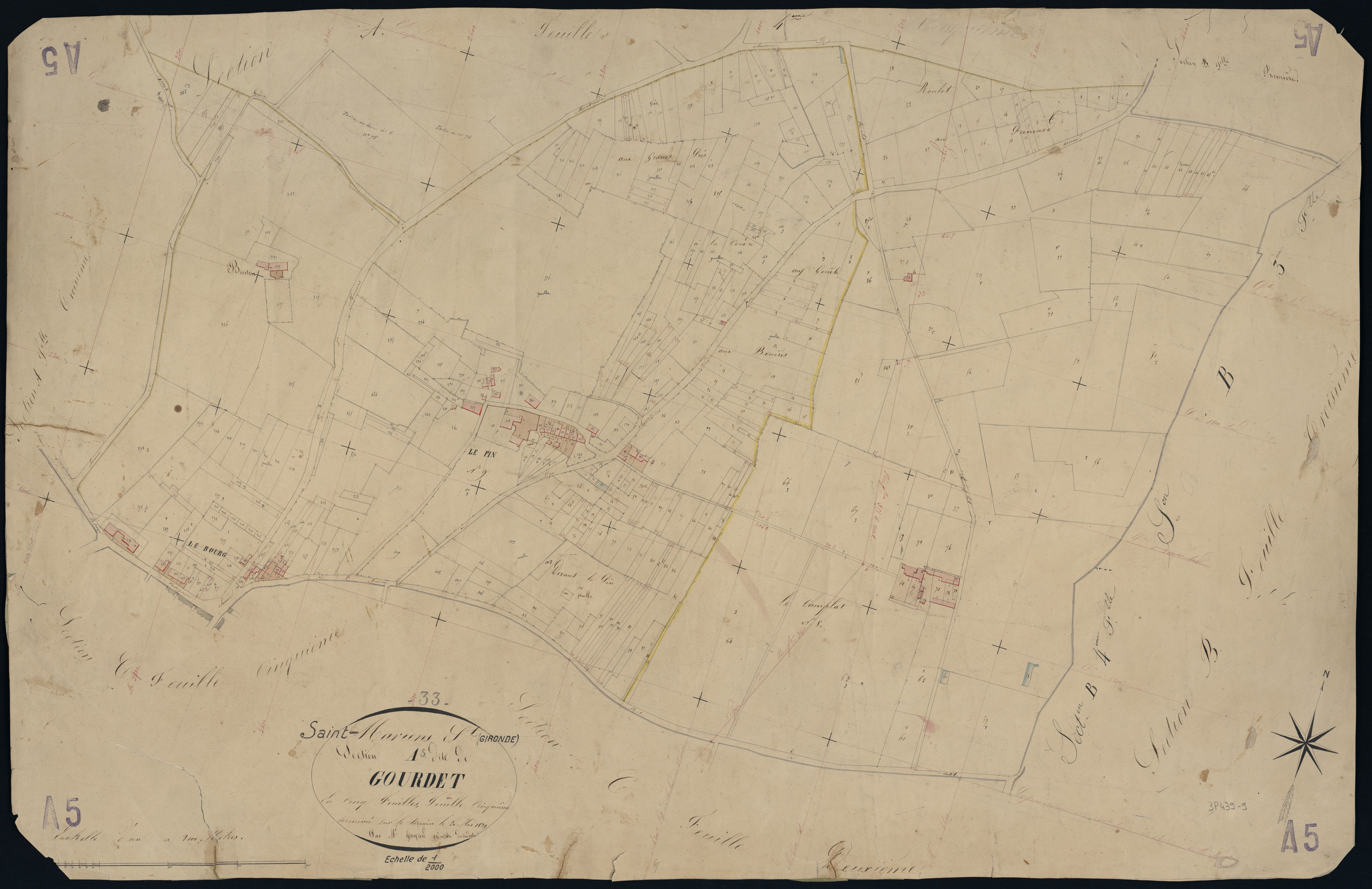 Saint-Mariens - -Section A feuille 5 : Gourdet
