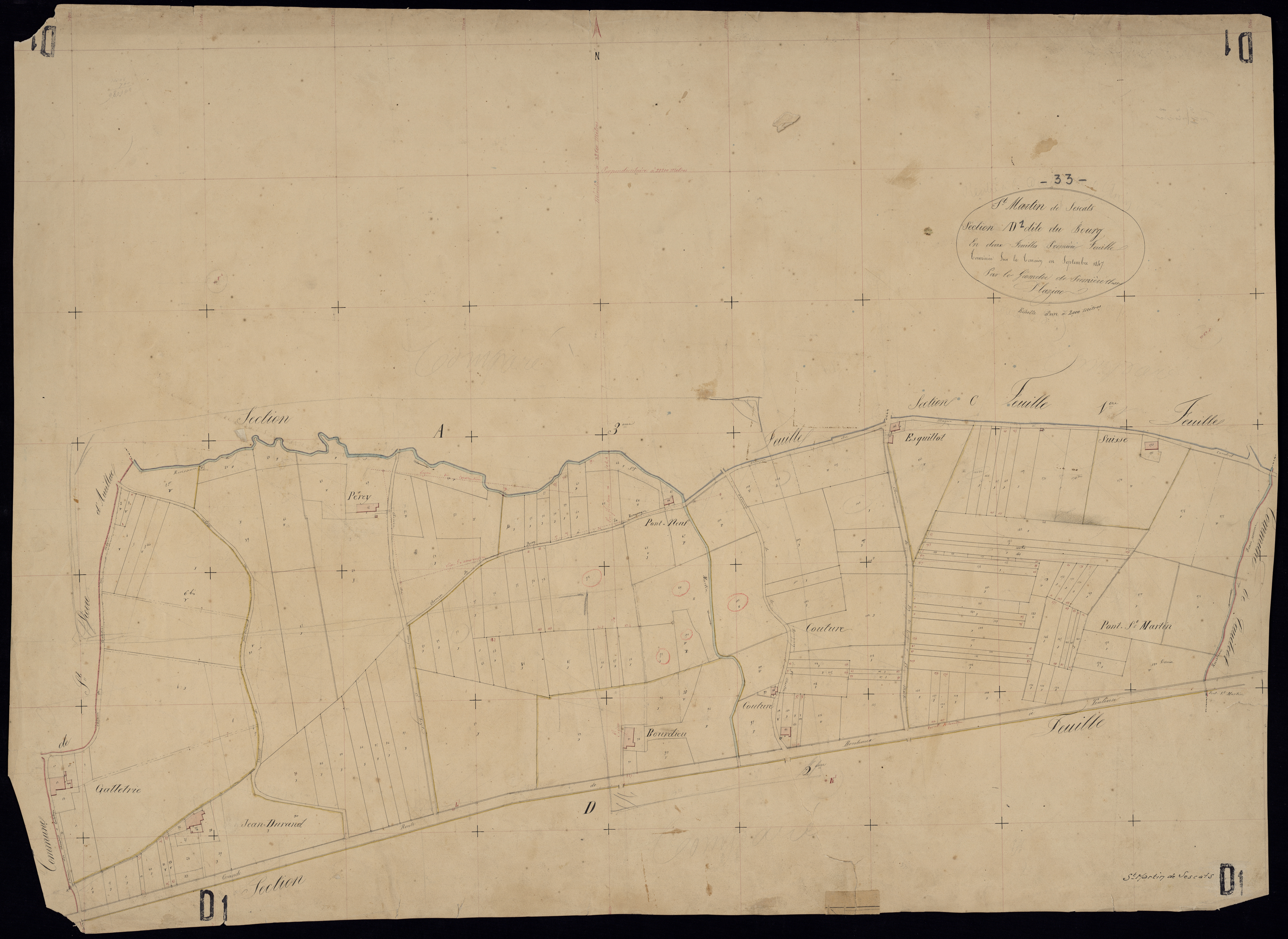 Saint-Martin-de-Sescas - -Section D feuille 1 : Le Bourg