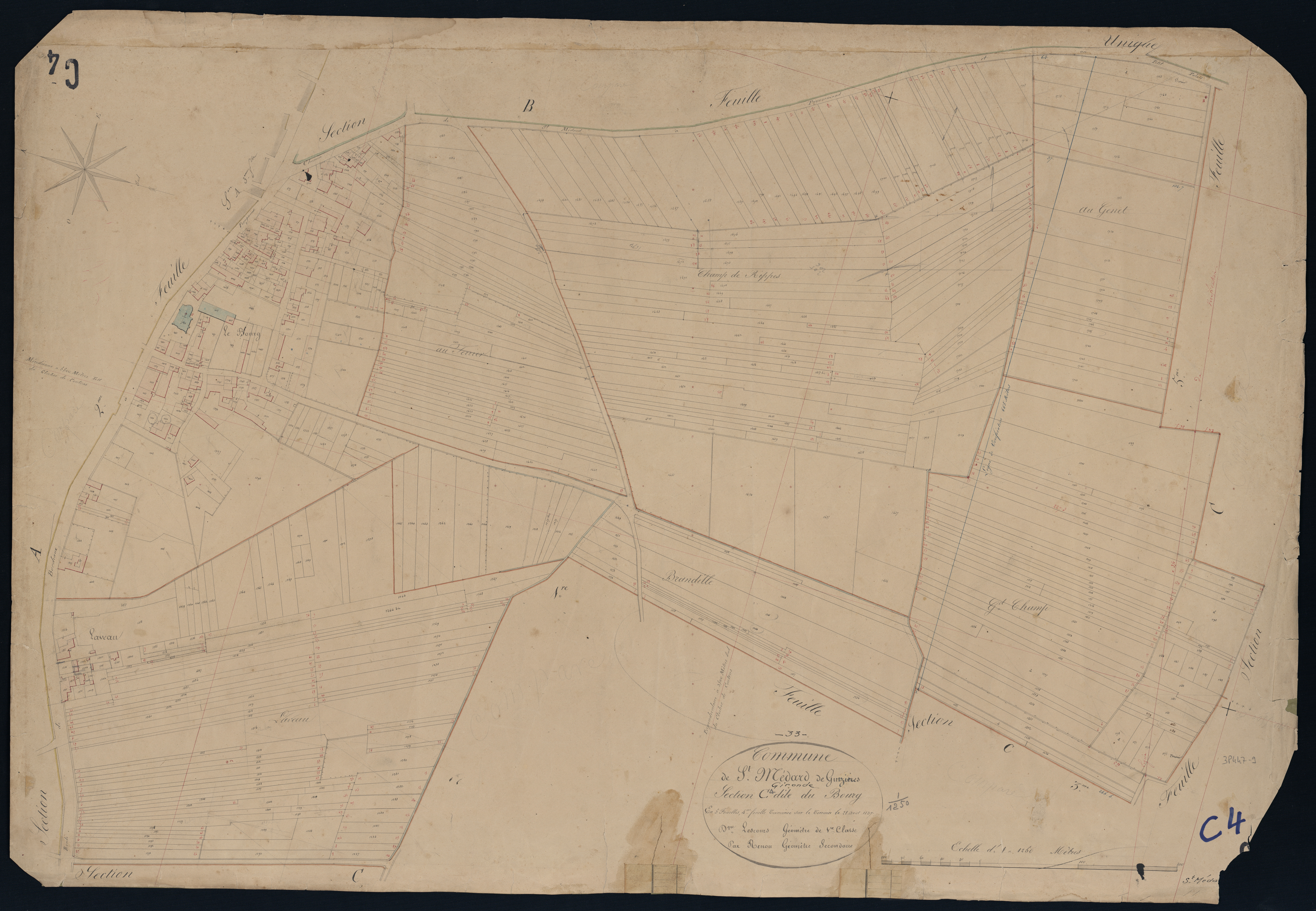 Saint-Médard-de-Guizières - -Section C feuille 4 : Le Bourg