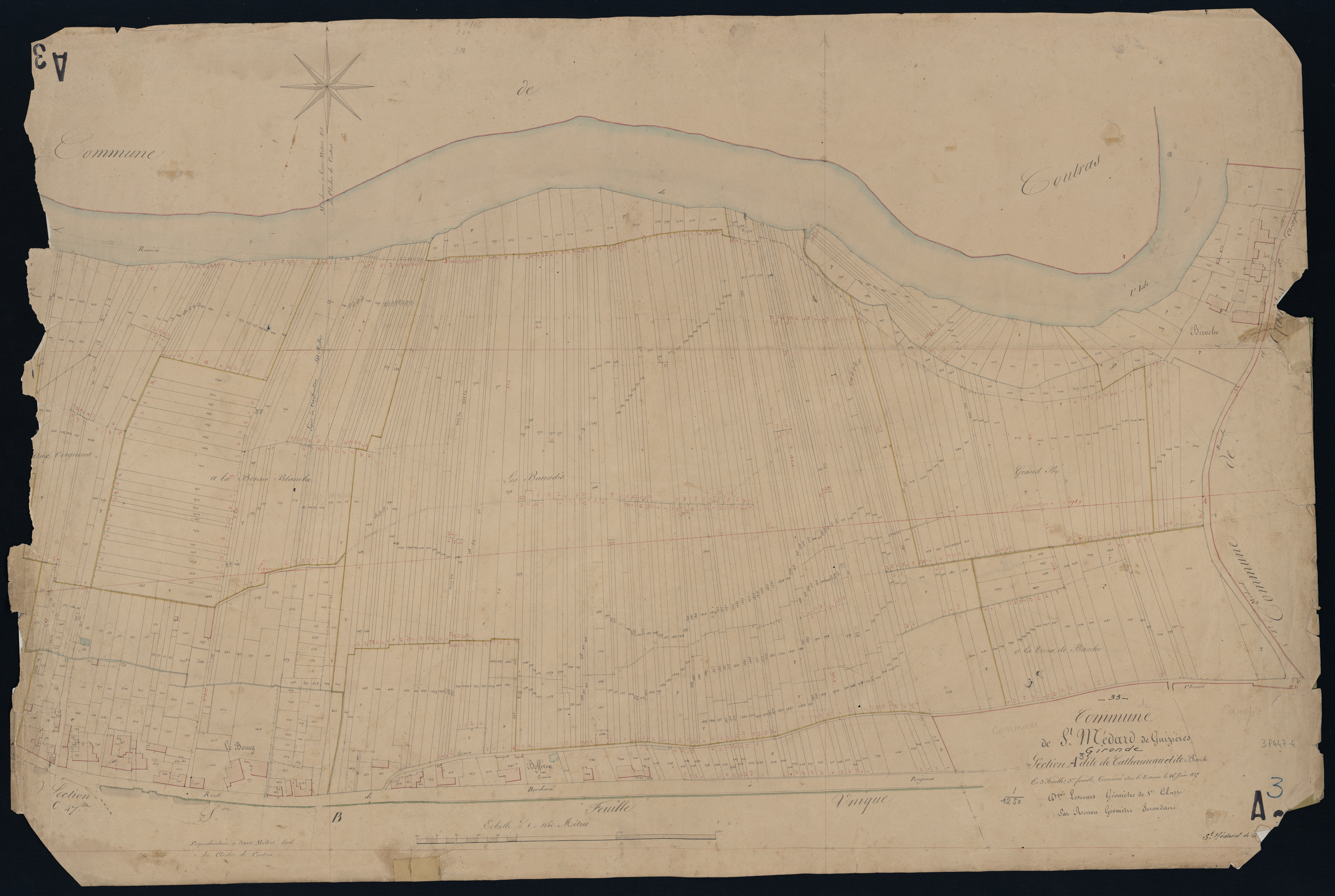 Saint-Médard-de-Guizières - -Section A feuille 3 : Catherineau et Biroche