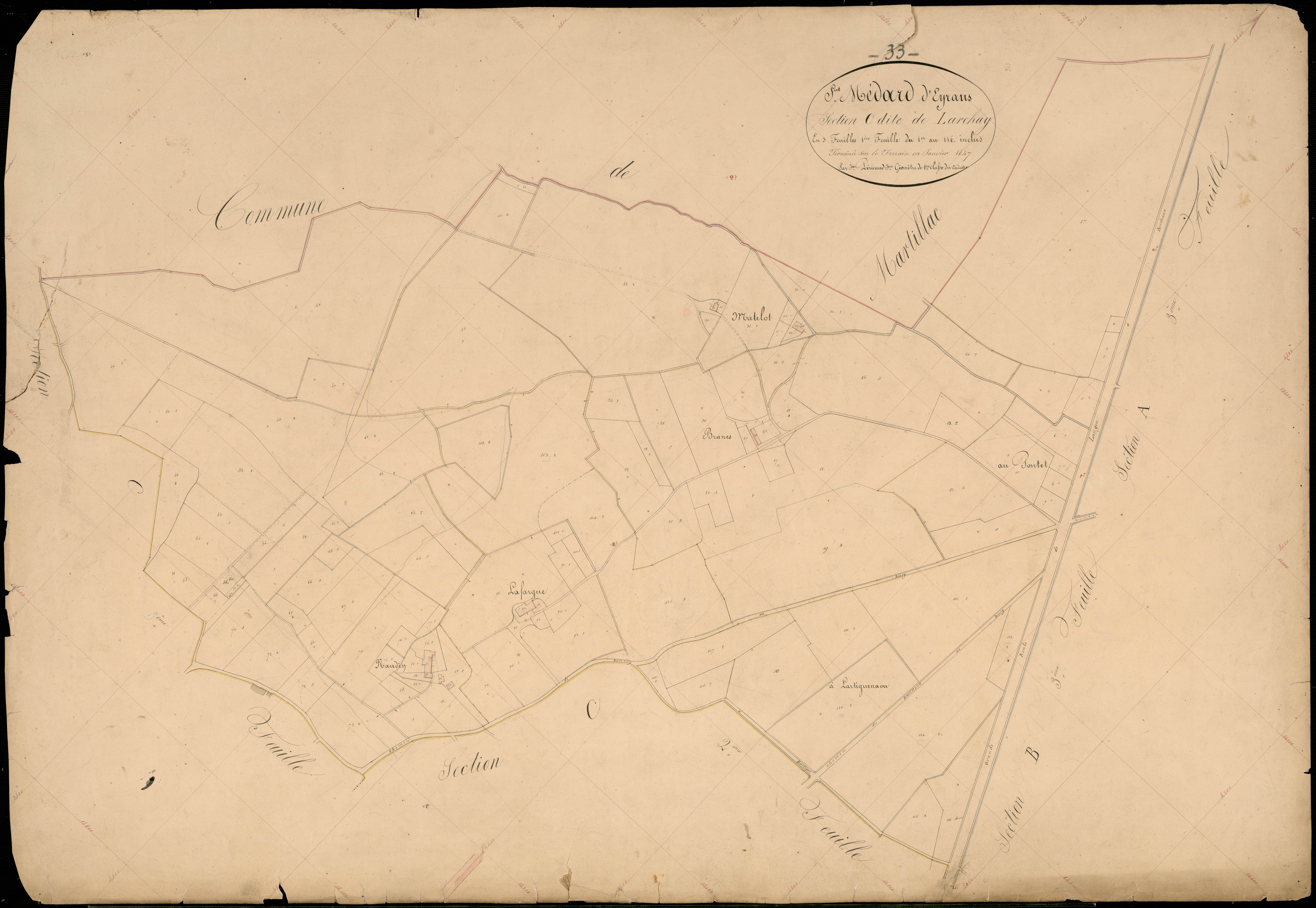 Saint-Médard-d'Eyrans - -Section C feuille 1 : Larchay