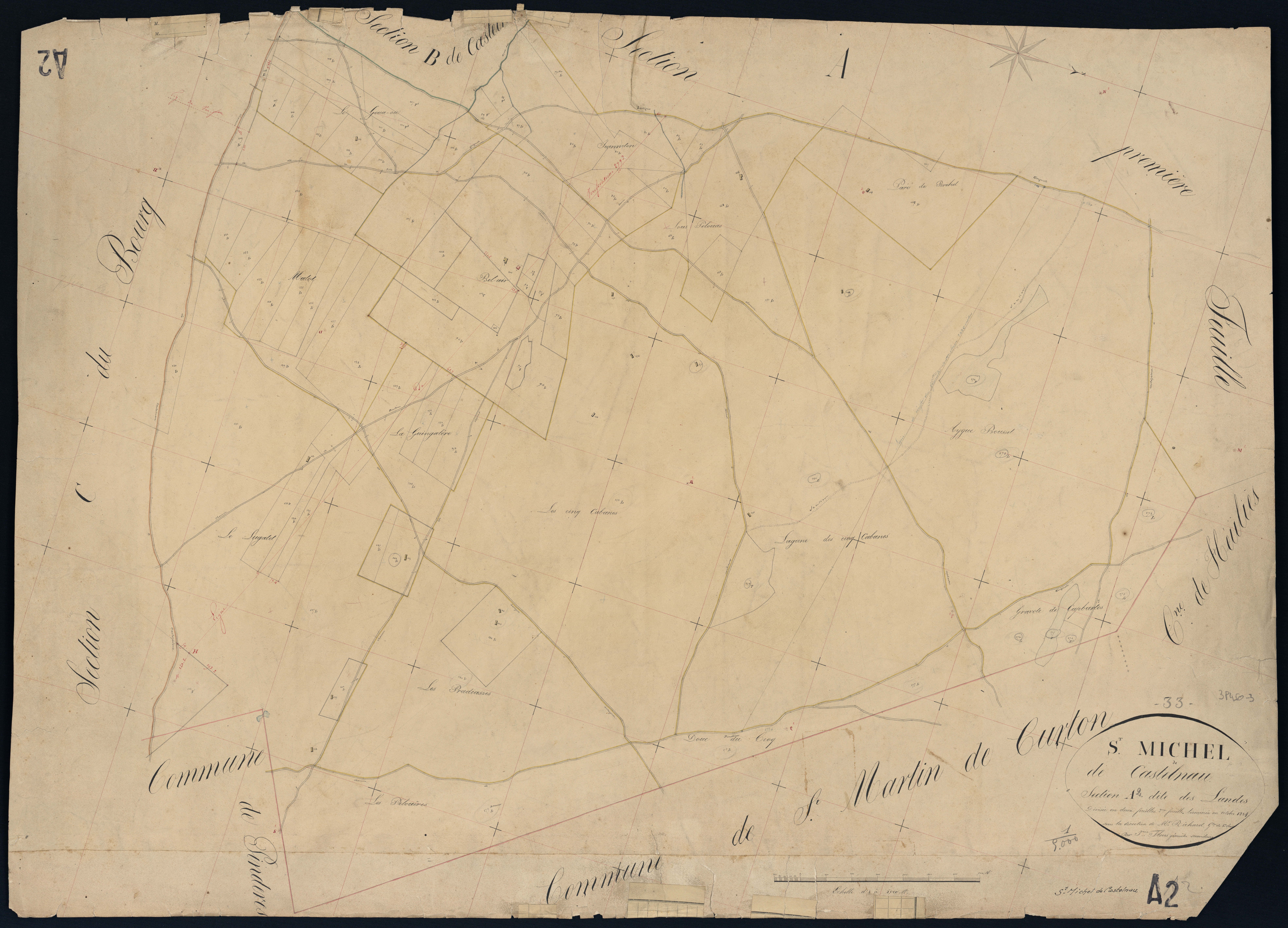 Saint-Michel-de-Castelnau - -Section A feuille 2 : Les Landes