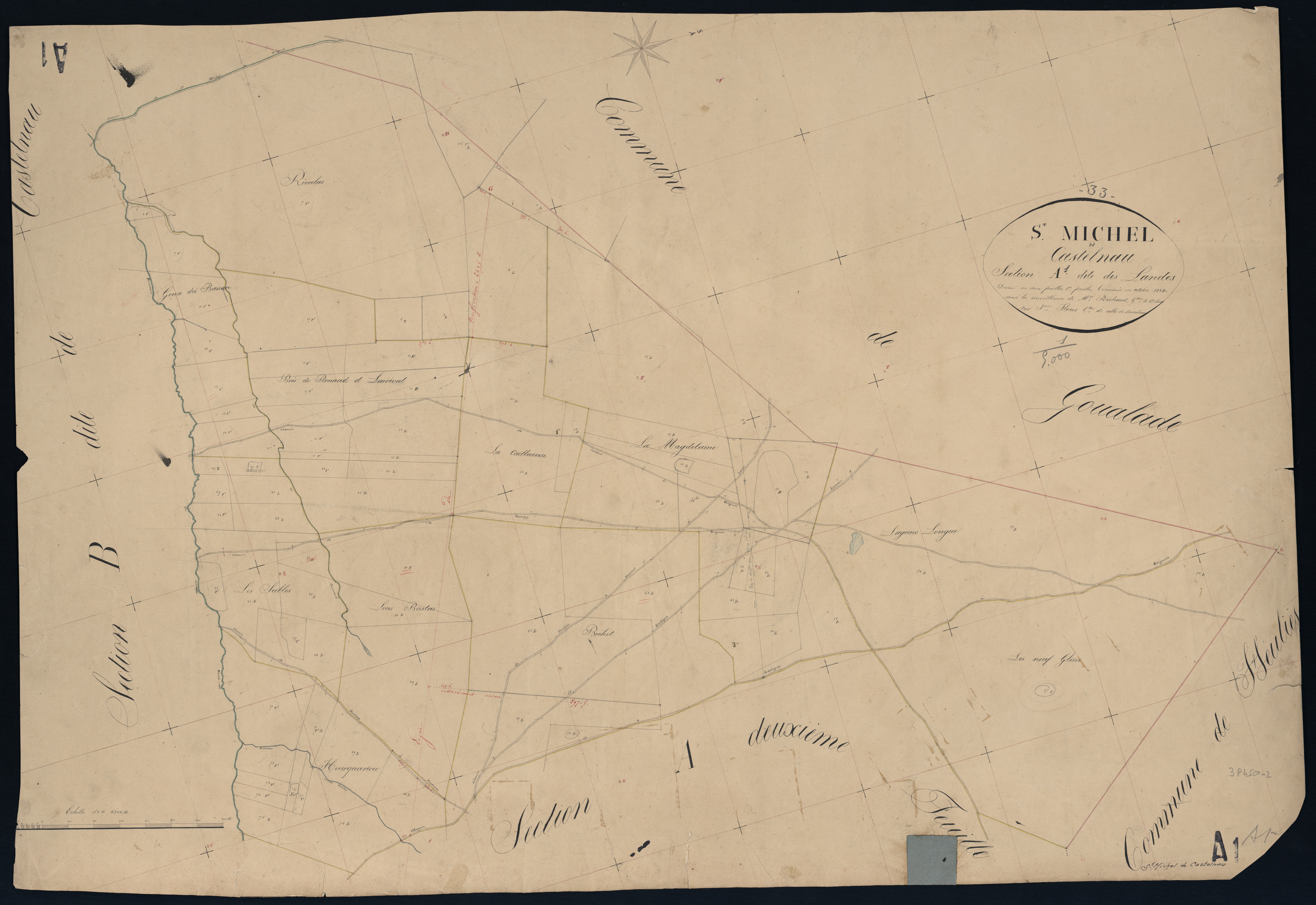 Saint-Michel-de-Castelnau - -Section A feuille 1 : Les Landes