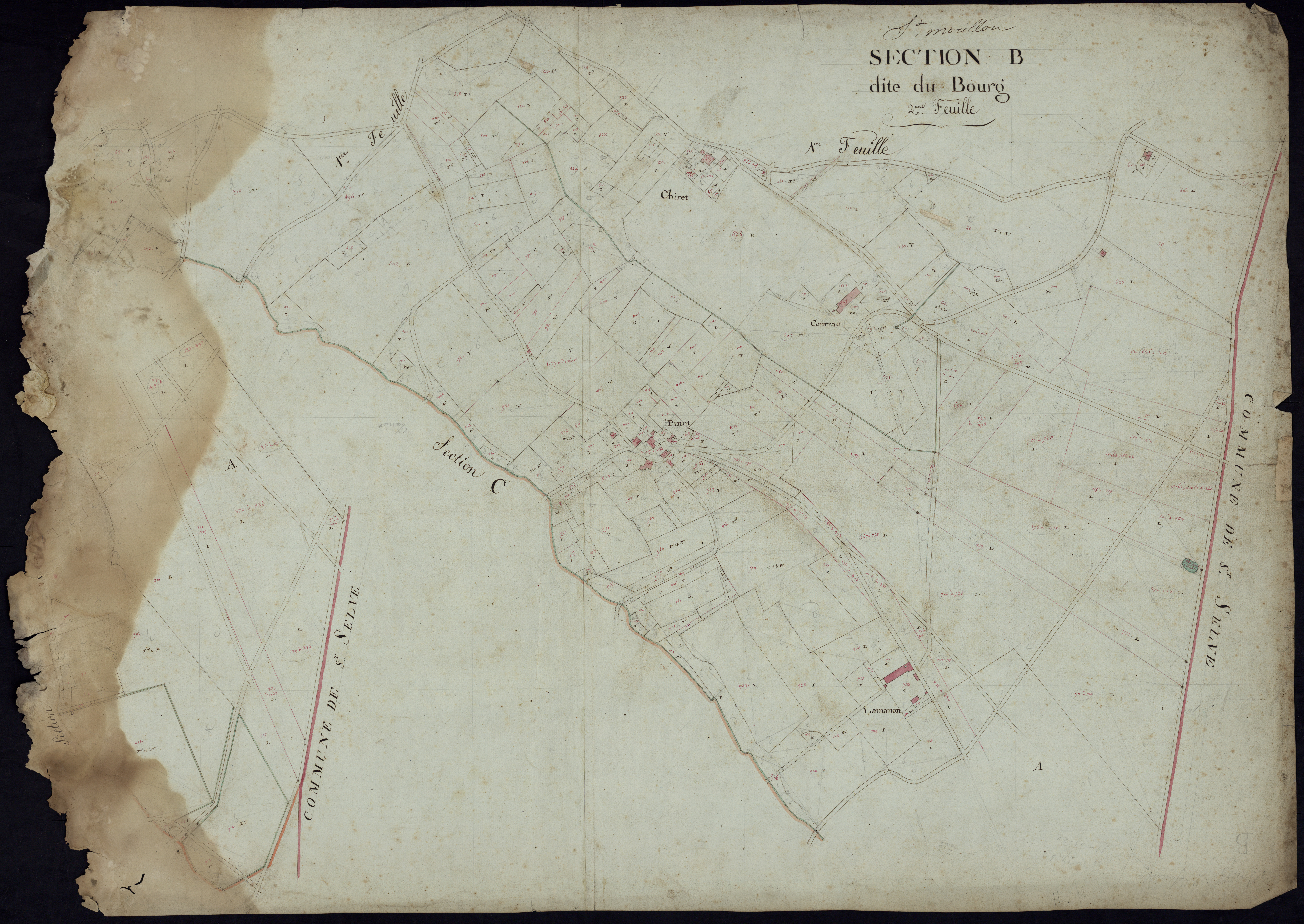 Saint-Morillon - -Section B feuille 2 : Le Bourg