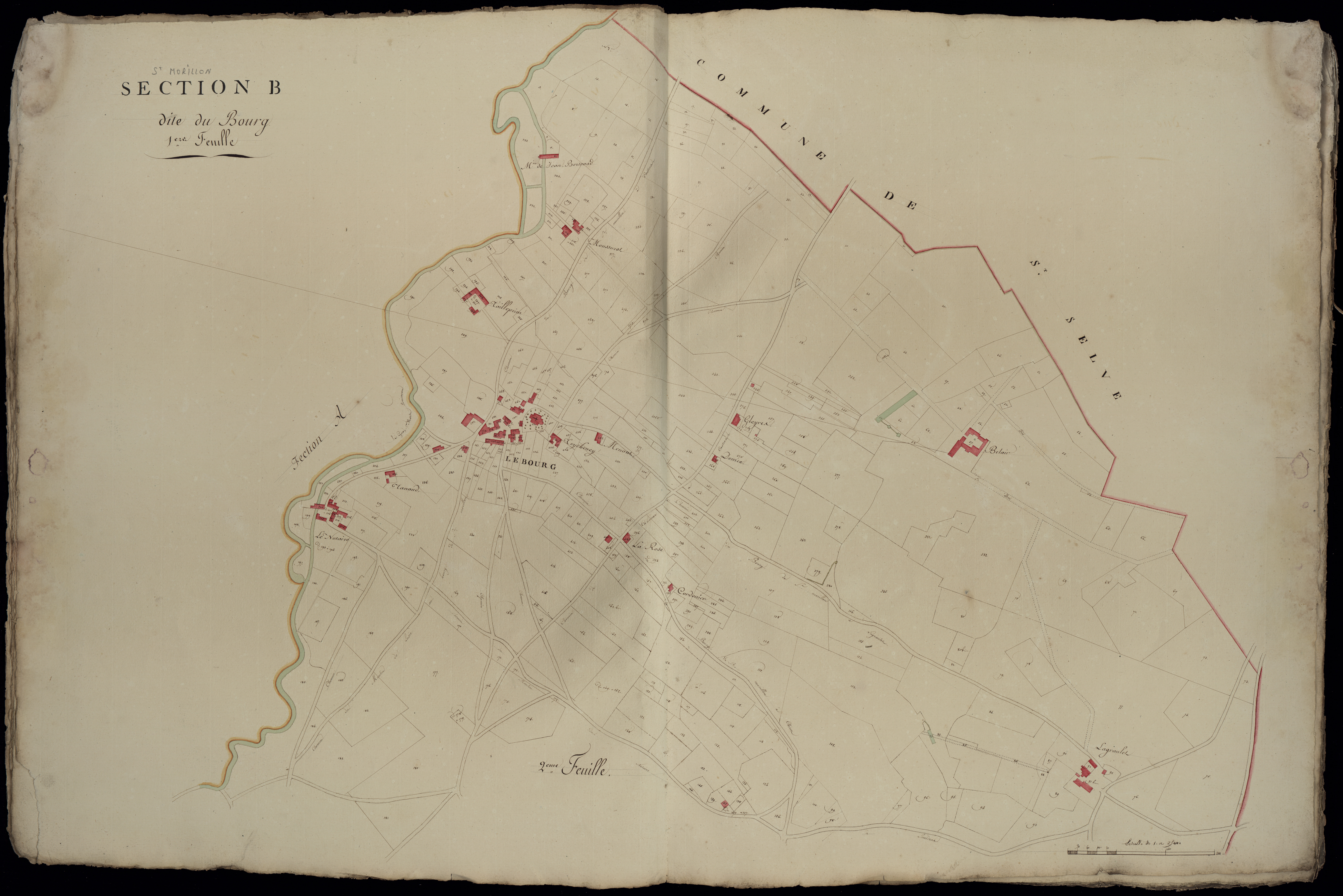 Saint-Morillon - -Section B feuille 1 : Le Bourg