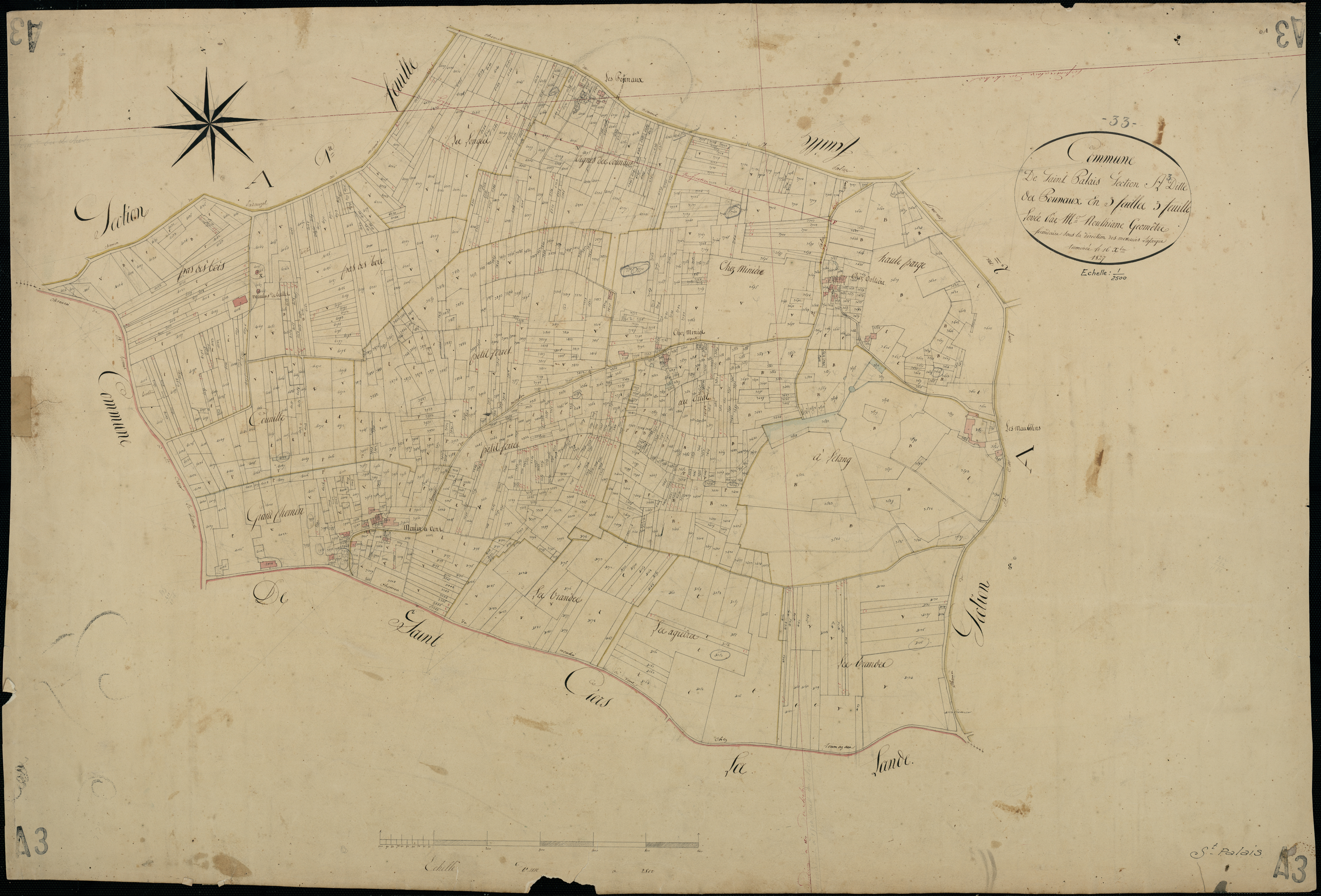 Saint-Palais - -Section A feuille 3 : Les Pounaux