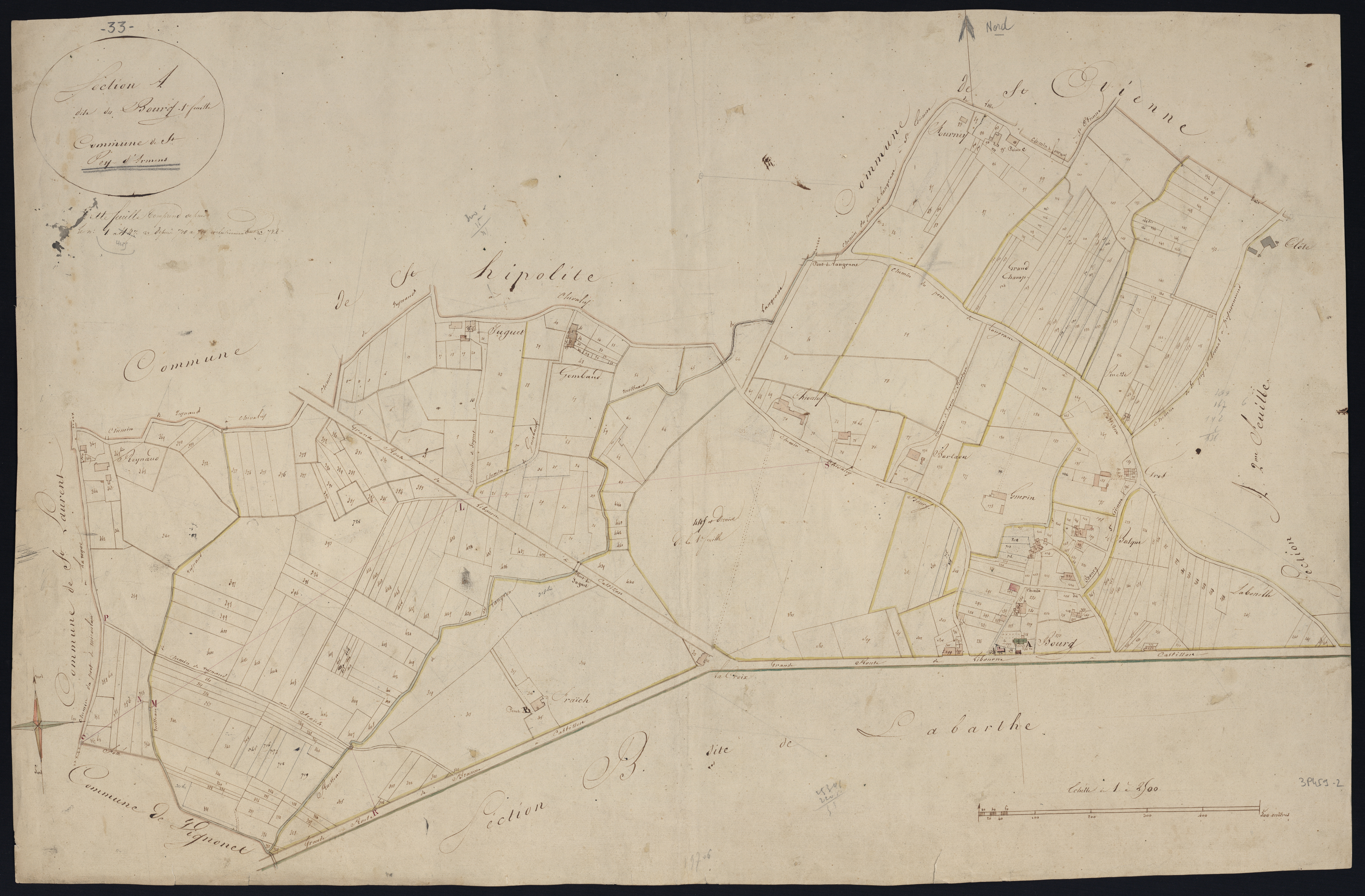 Saint-Pey-d'Armens - -Section A feuille 1 : Le Bourg