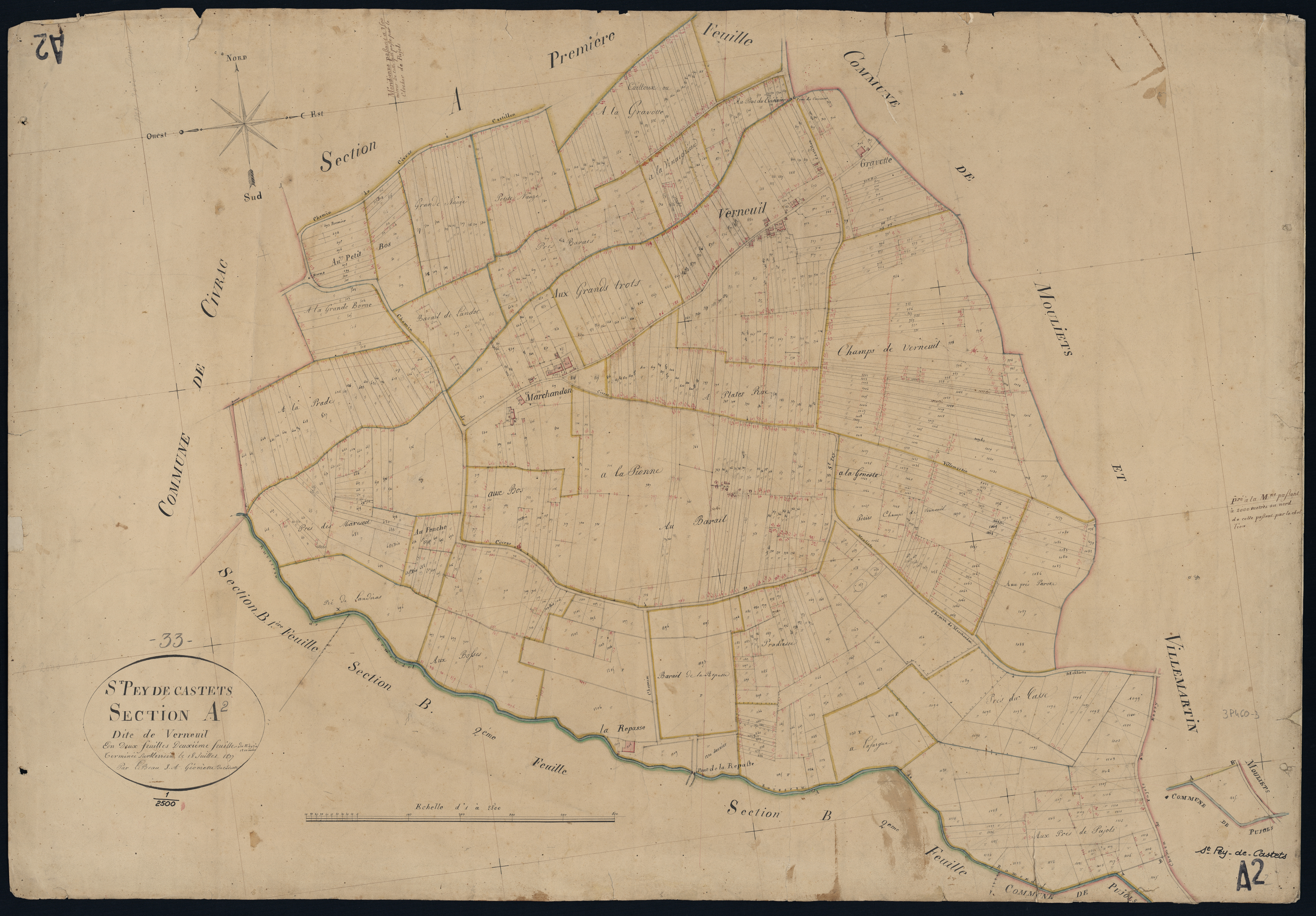 Saint-Pey-de-Castets - -Section A feuille 2 : Verneuil