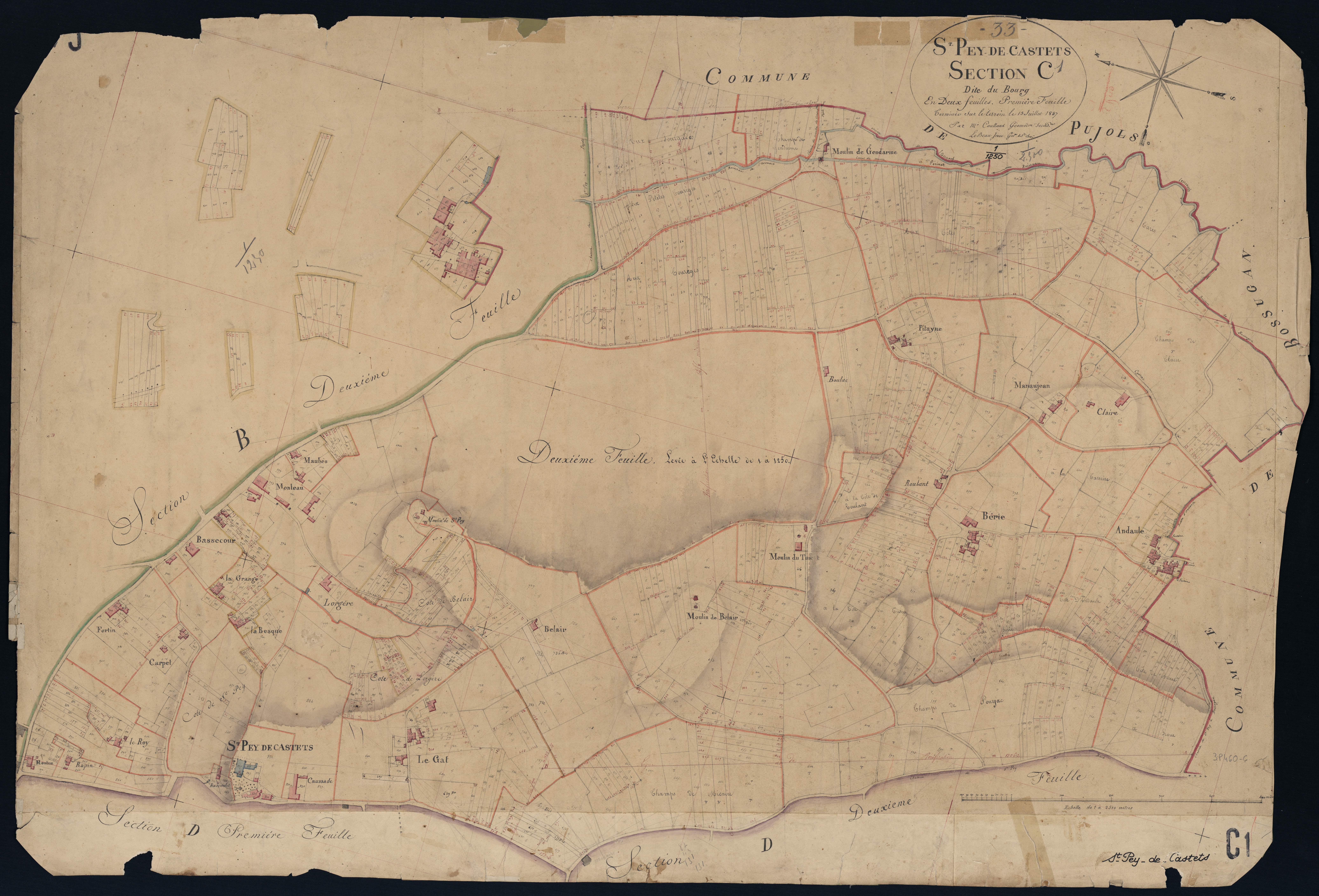 Saint-Pey-de-Castets - -Section C feuille 1 : Le Bourg