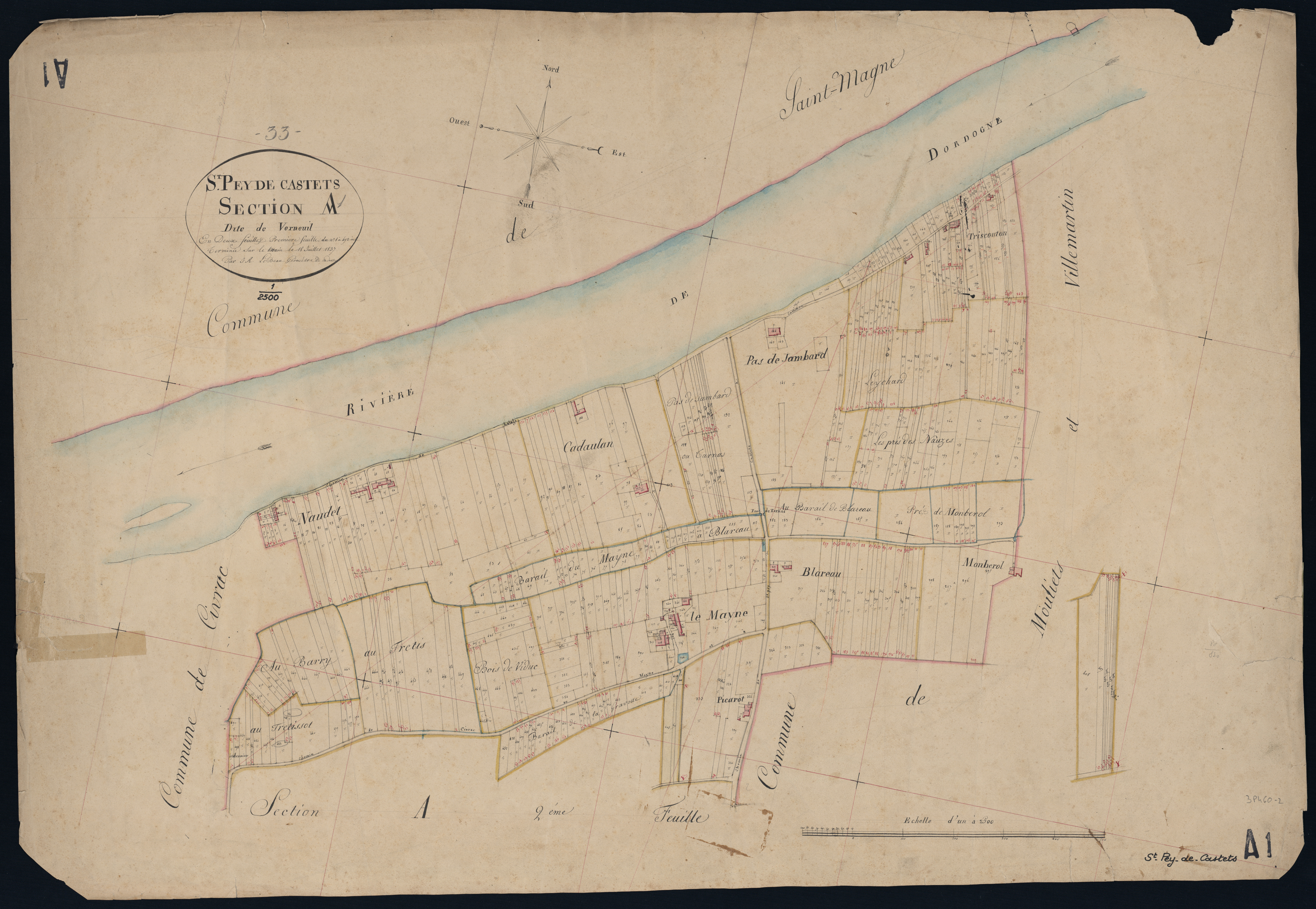 Saint-Pey-de-Castets - -Section A feuille 1 : Verneuil