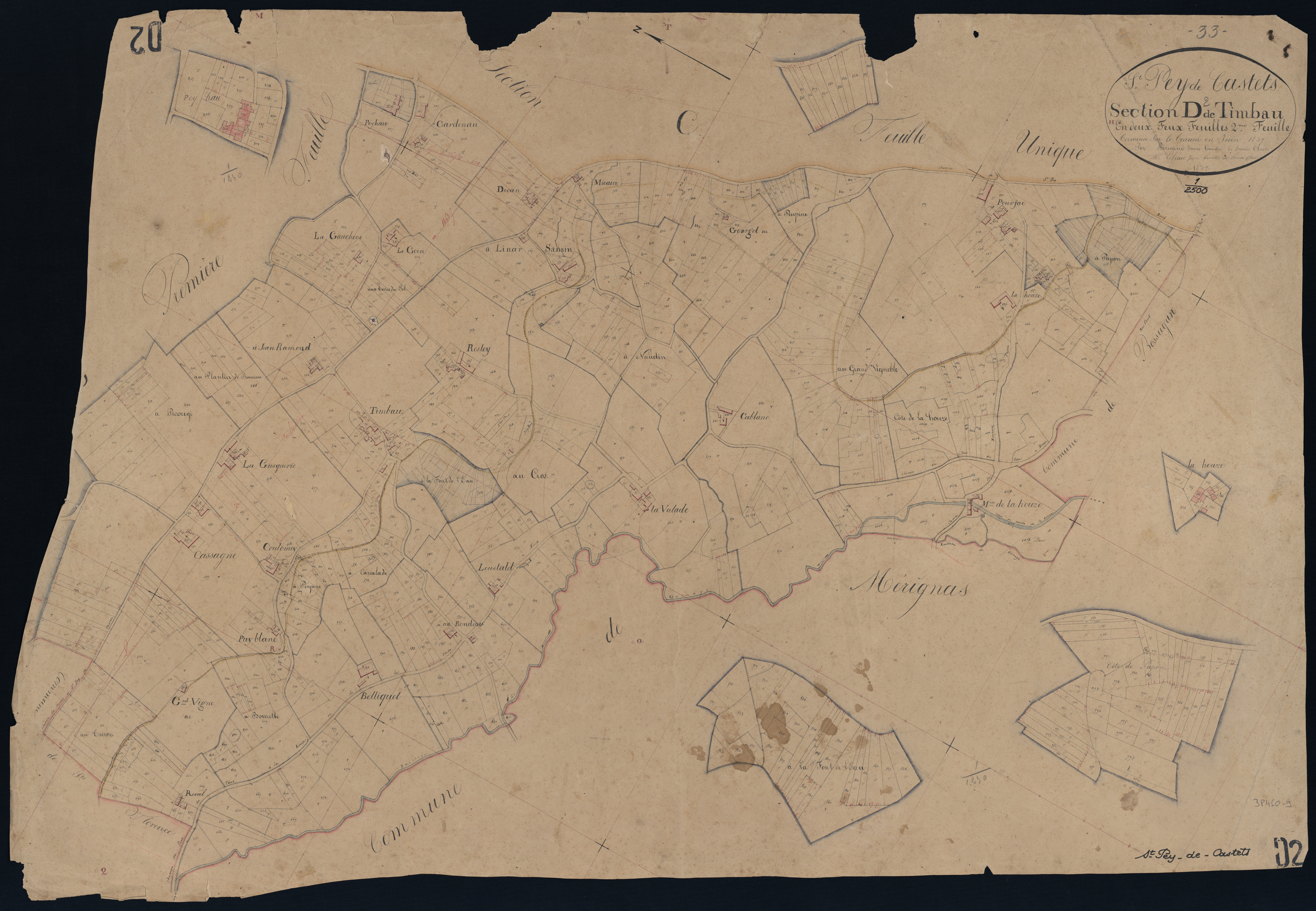 Saint-Pey-de-Castets - -Section D feuille 2 : Timbau