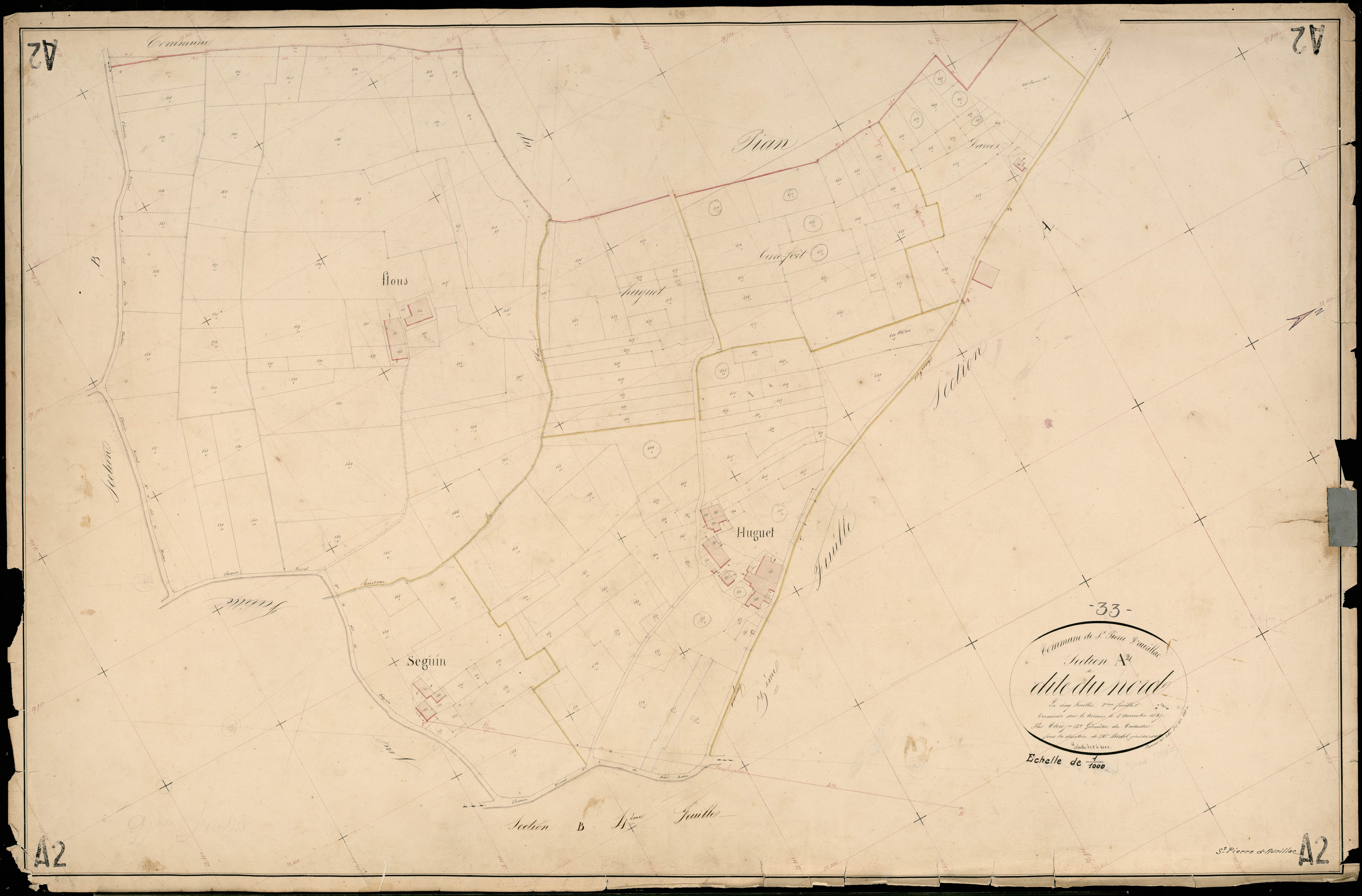 Saint-Pierre-d'Aurillac - -Section A feuille 2 : Le Nord