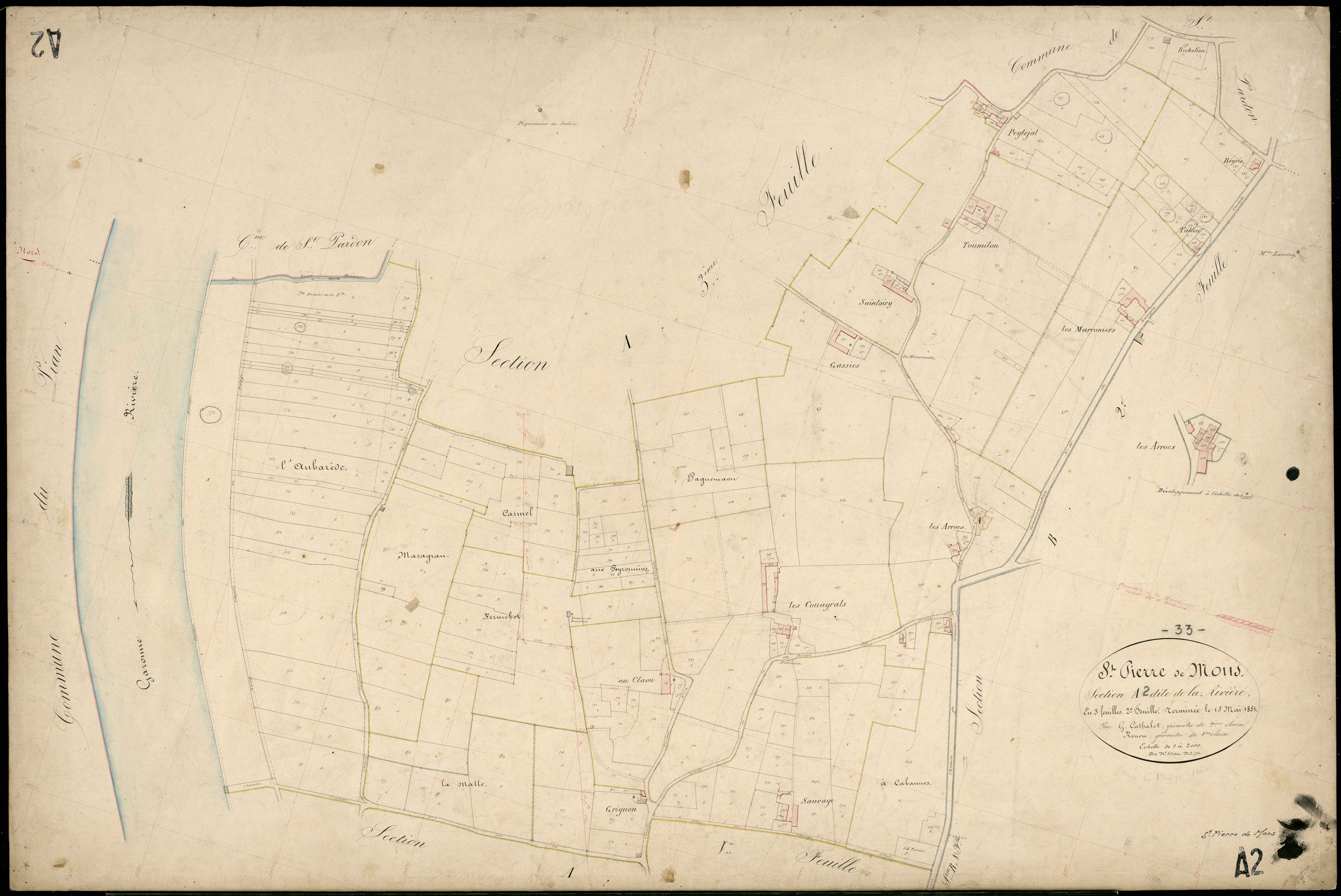 Saint-Pierre-de-Mons - -Section A feuille 2 : La Rivière
