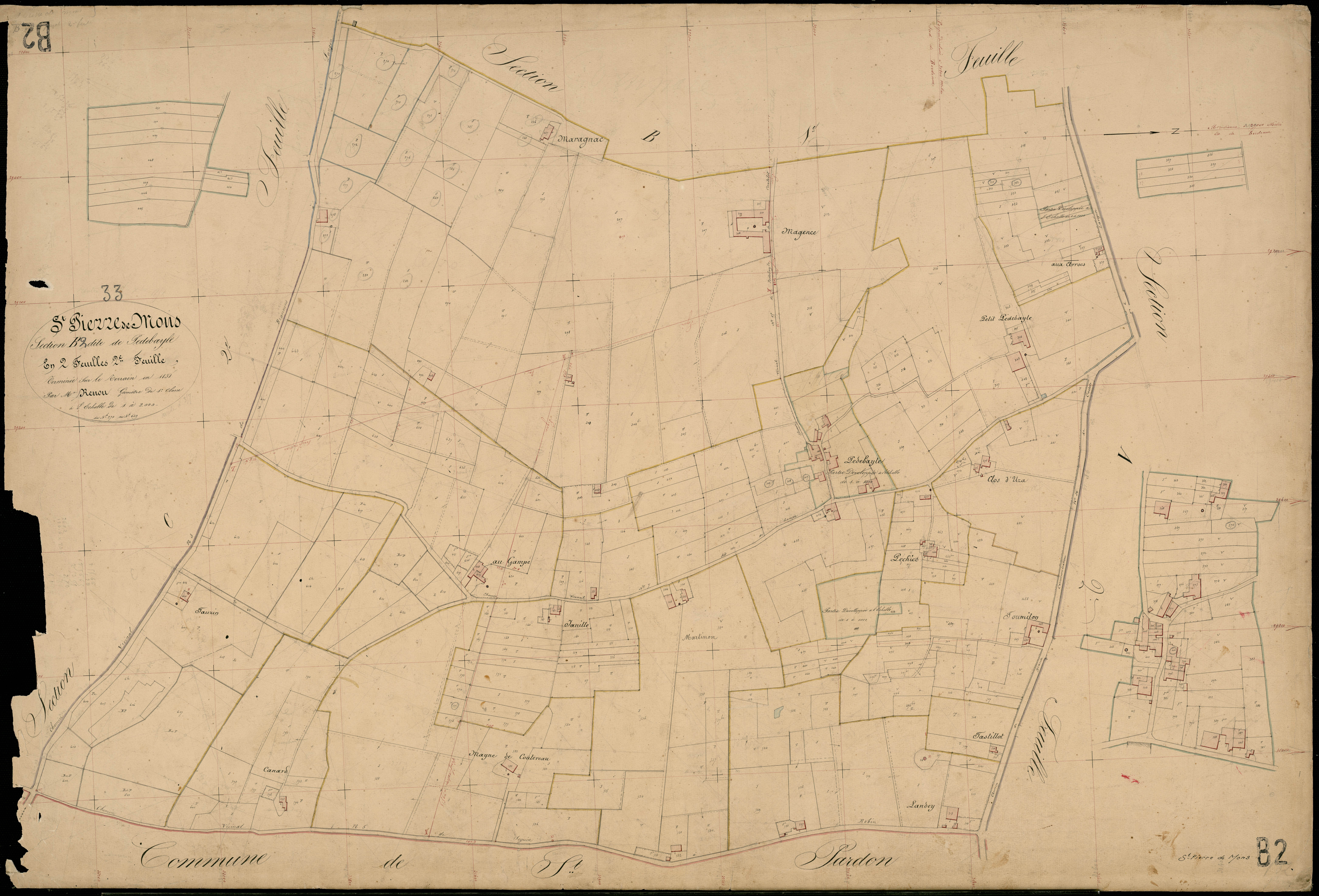 Saint-Pierre-de-Mons - -Section B feuille 2 : Pédebayle