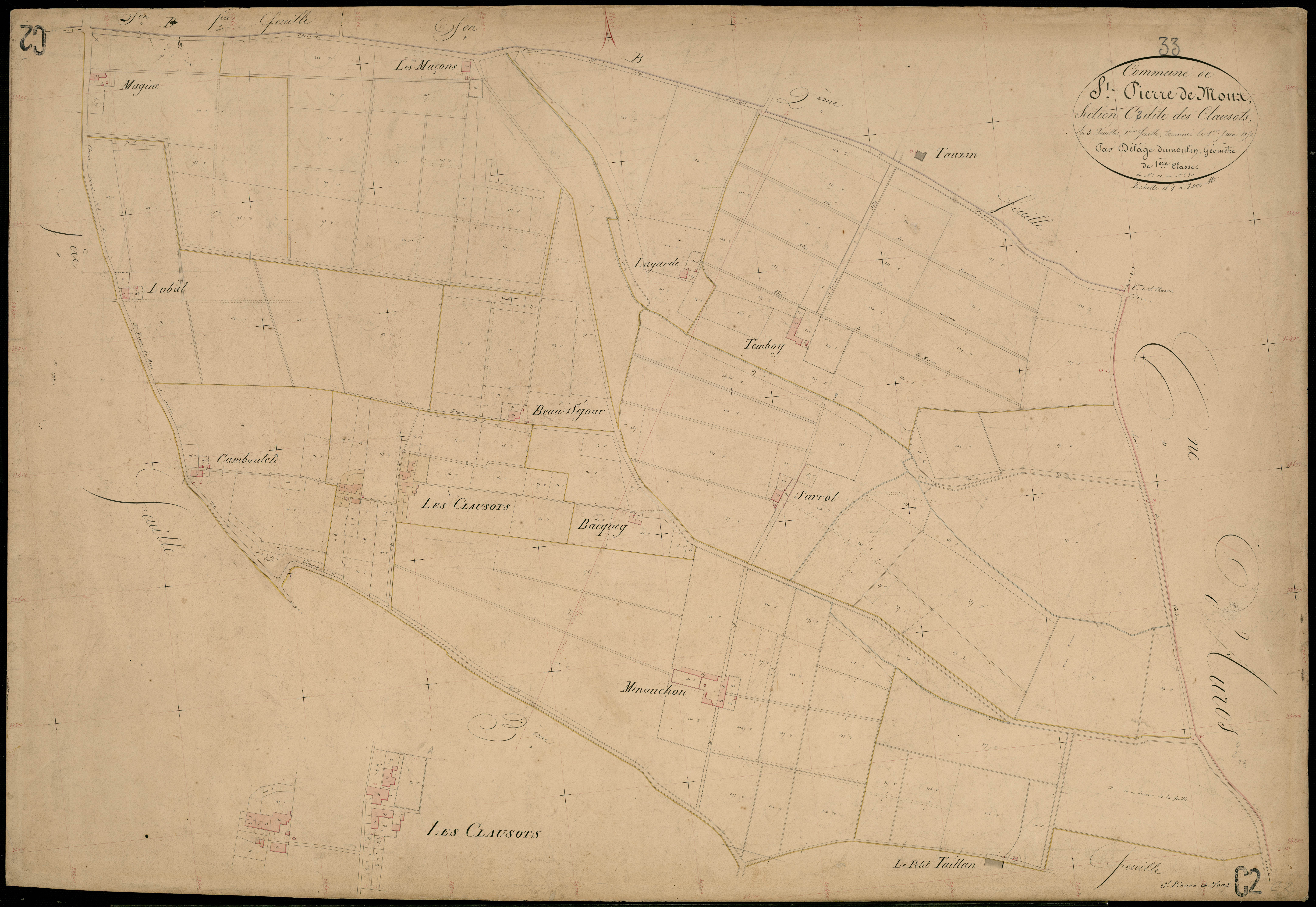 Saint-Pierre-de-Mons - -Section C feuille 2 : Les Clausots
