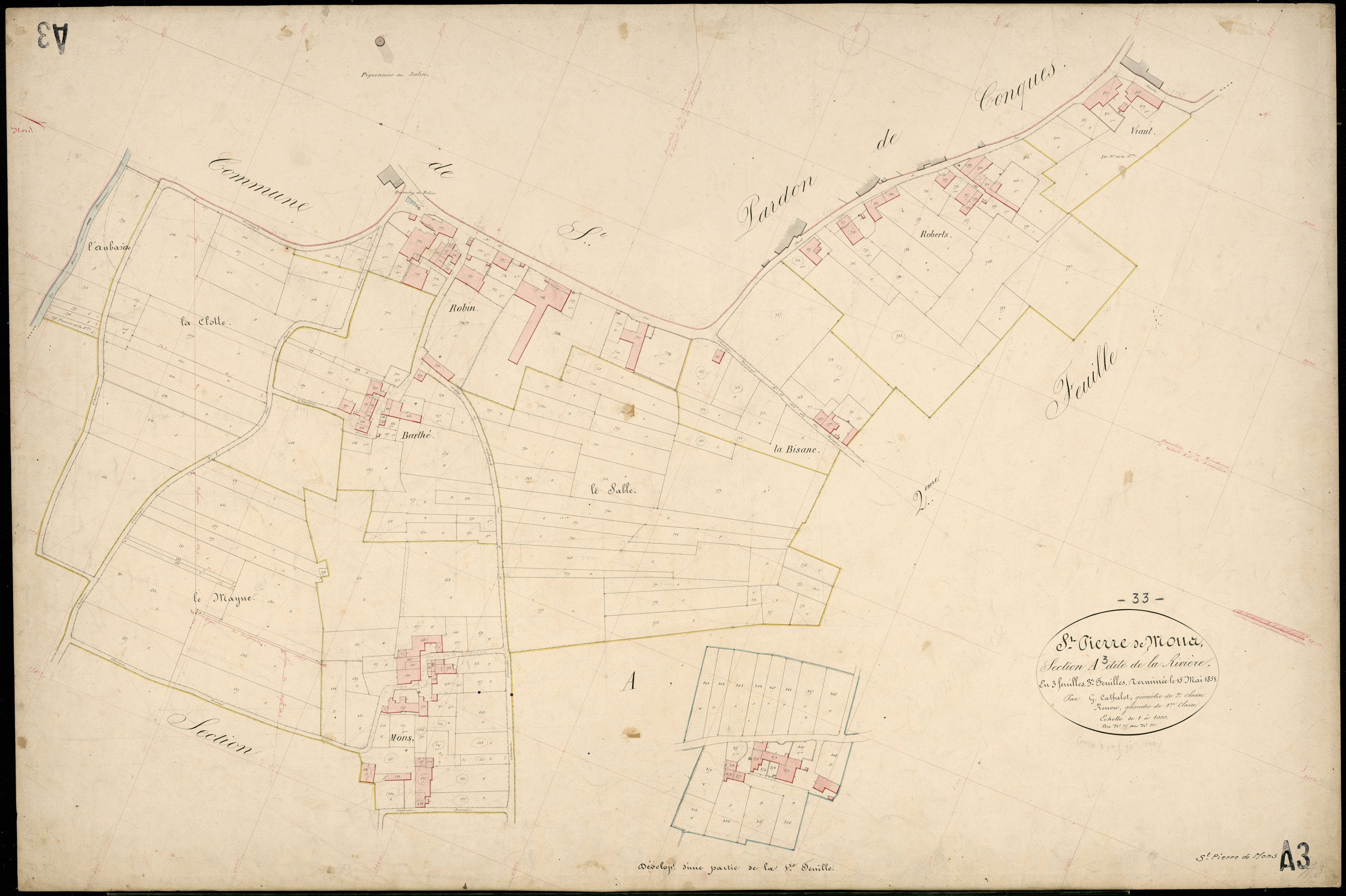 Saint-Pierre-de-Mons - -Section A feuille 3 : La Rivière