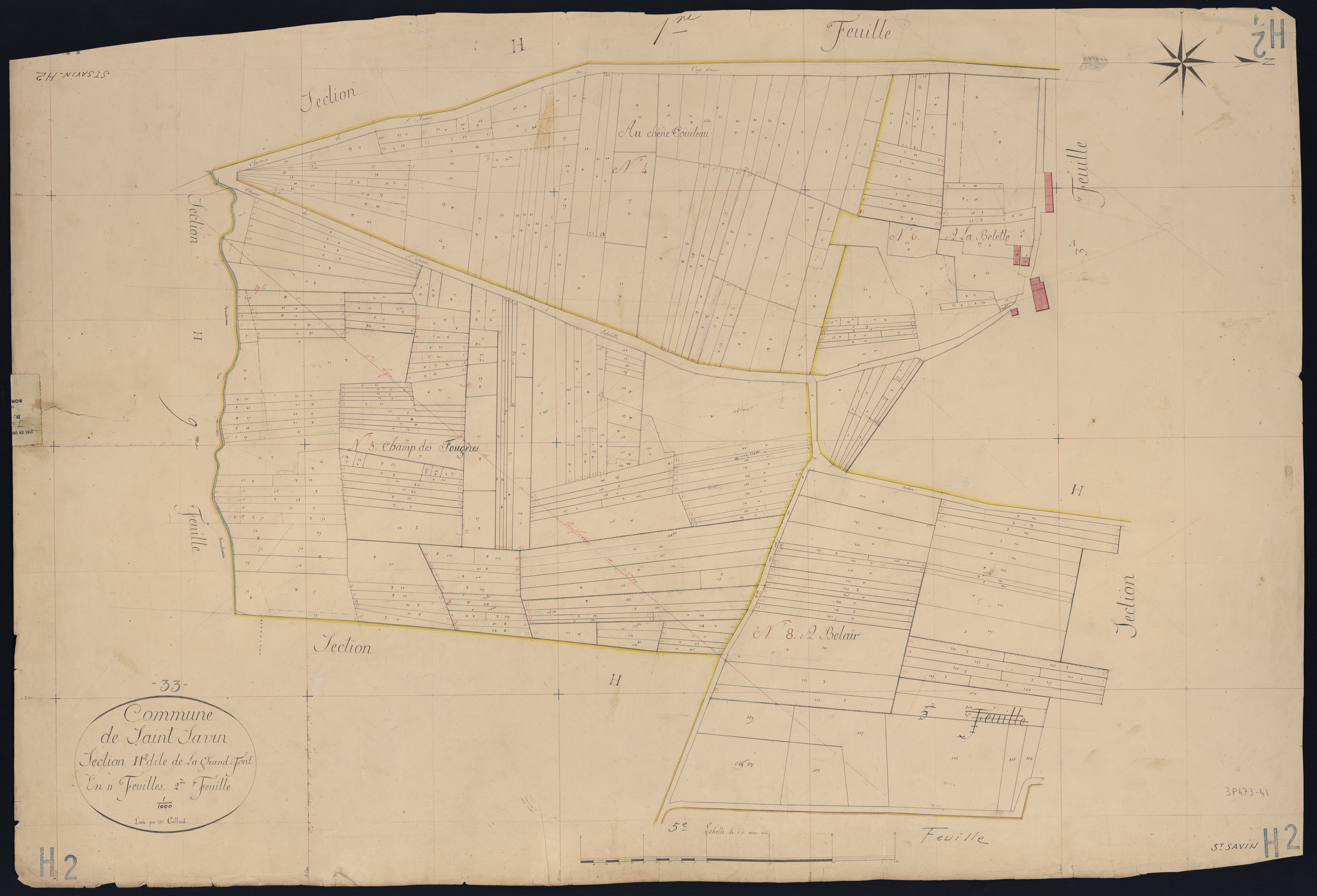 Saint-Savin - -Section H feuille 2 : La Grand-Font