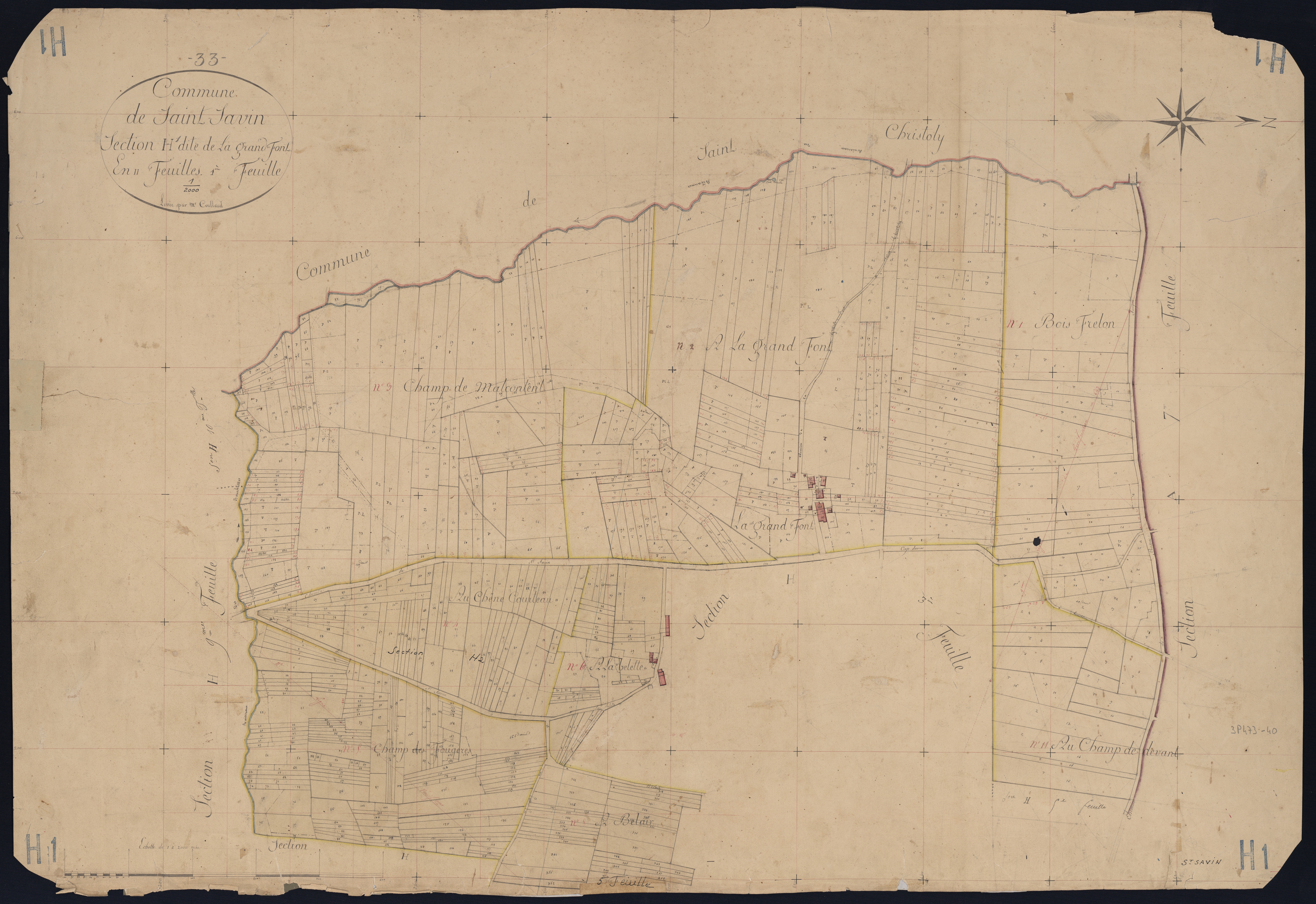 Saint-Savin - -Section H feuille 1 : La Grand-Font
