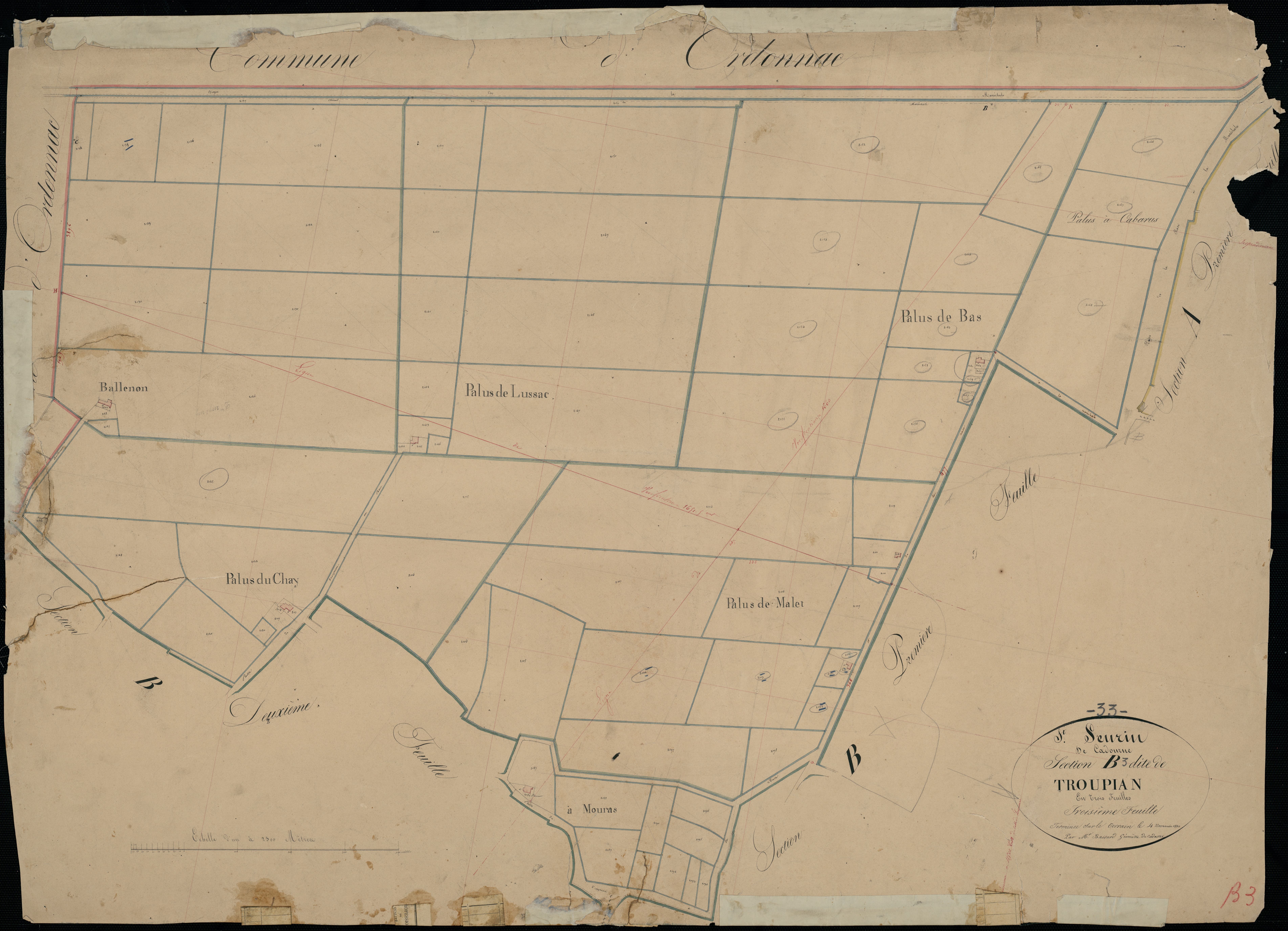 Saint-Seurin-de-Cadourne - -Section B feuille 3 : Troupian