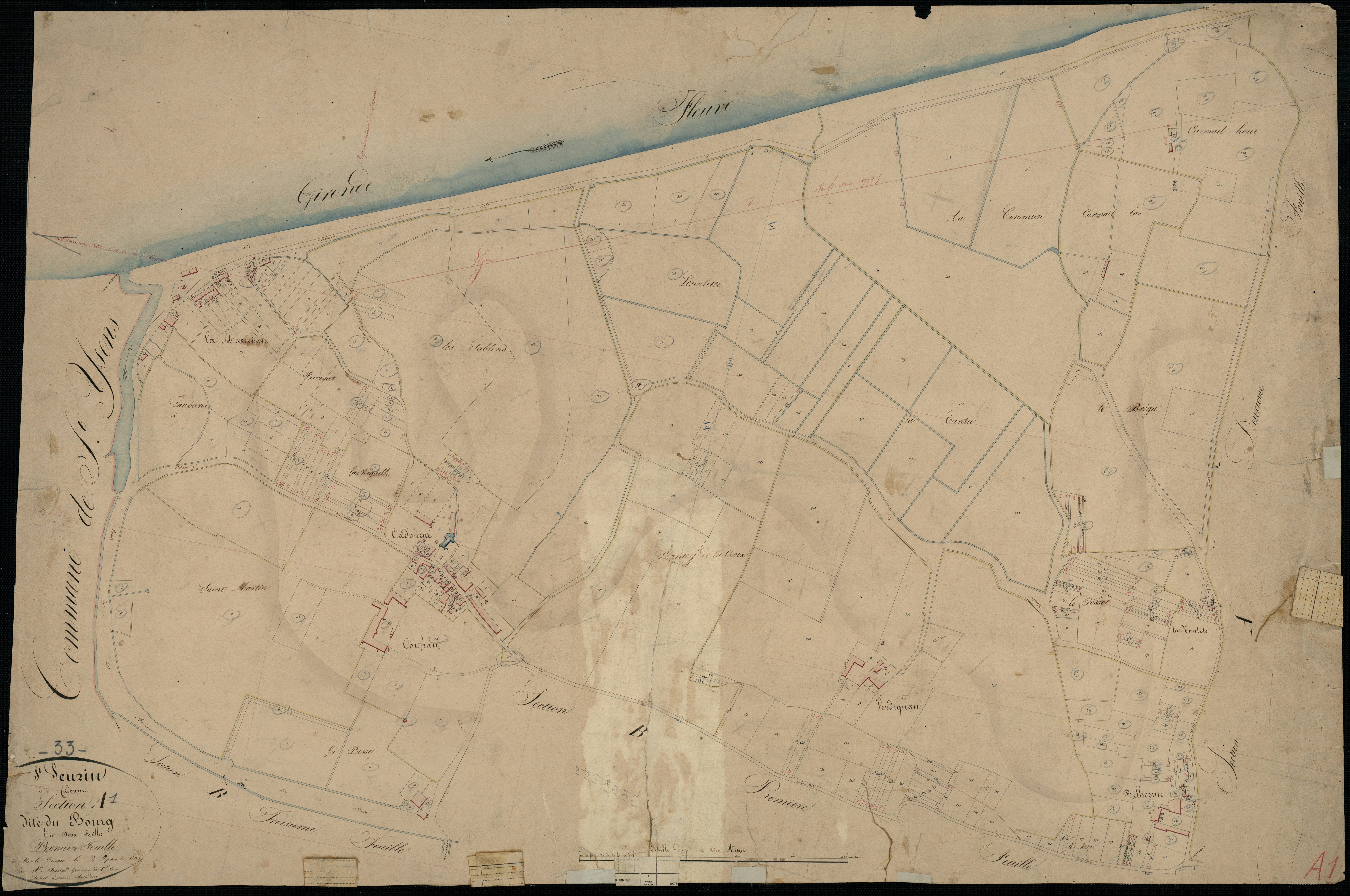 Saint-Seurin-de-Cadourne - -Section A feuille 1 : Le Bourg