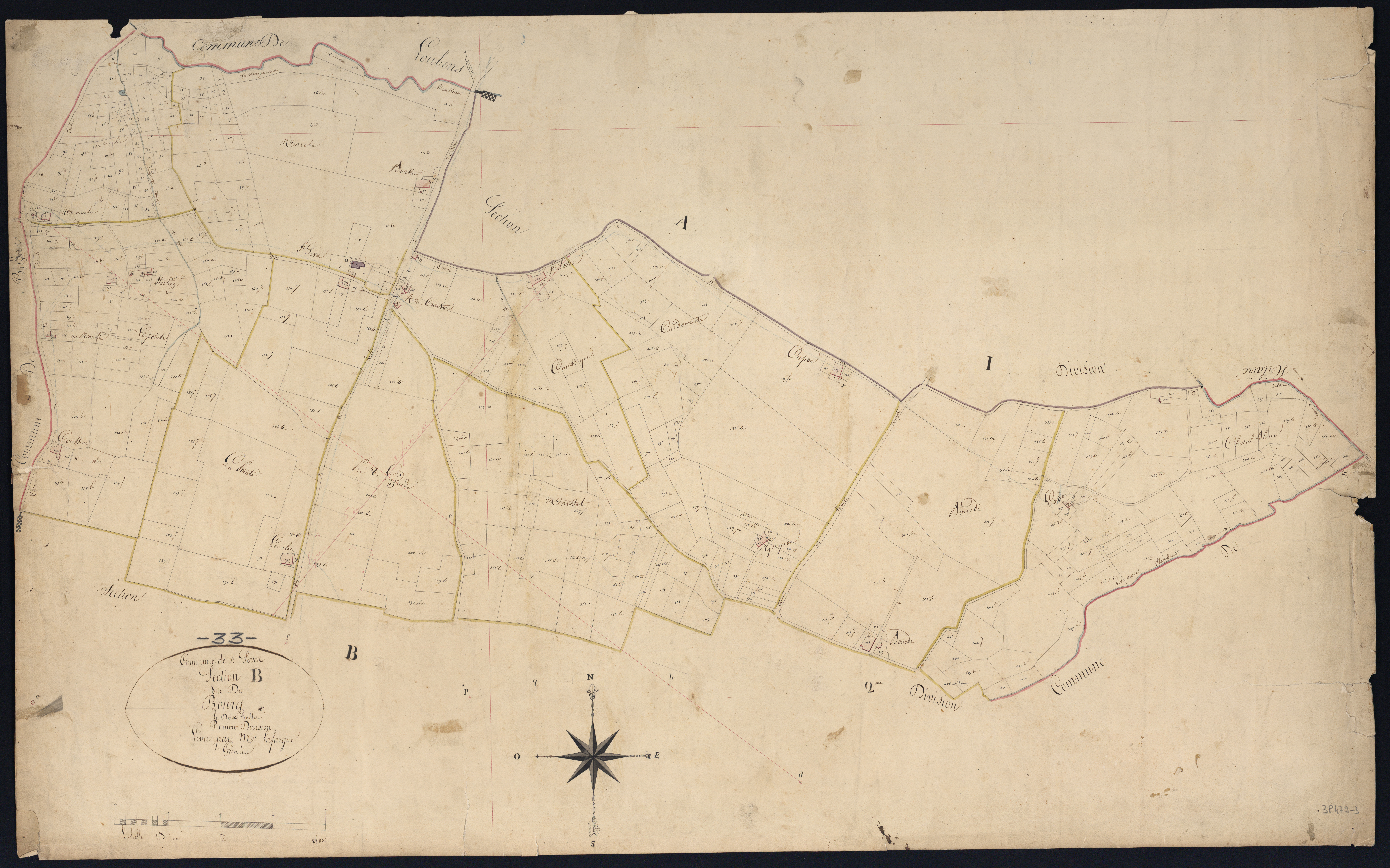 Saint-Sève - -Section B feuille 1 : Le Bourg