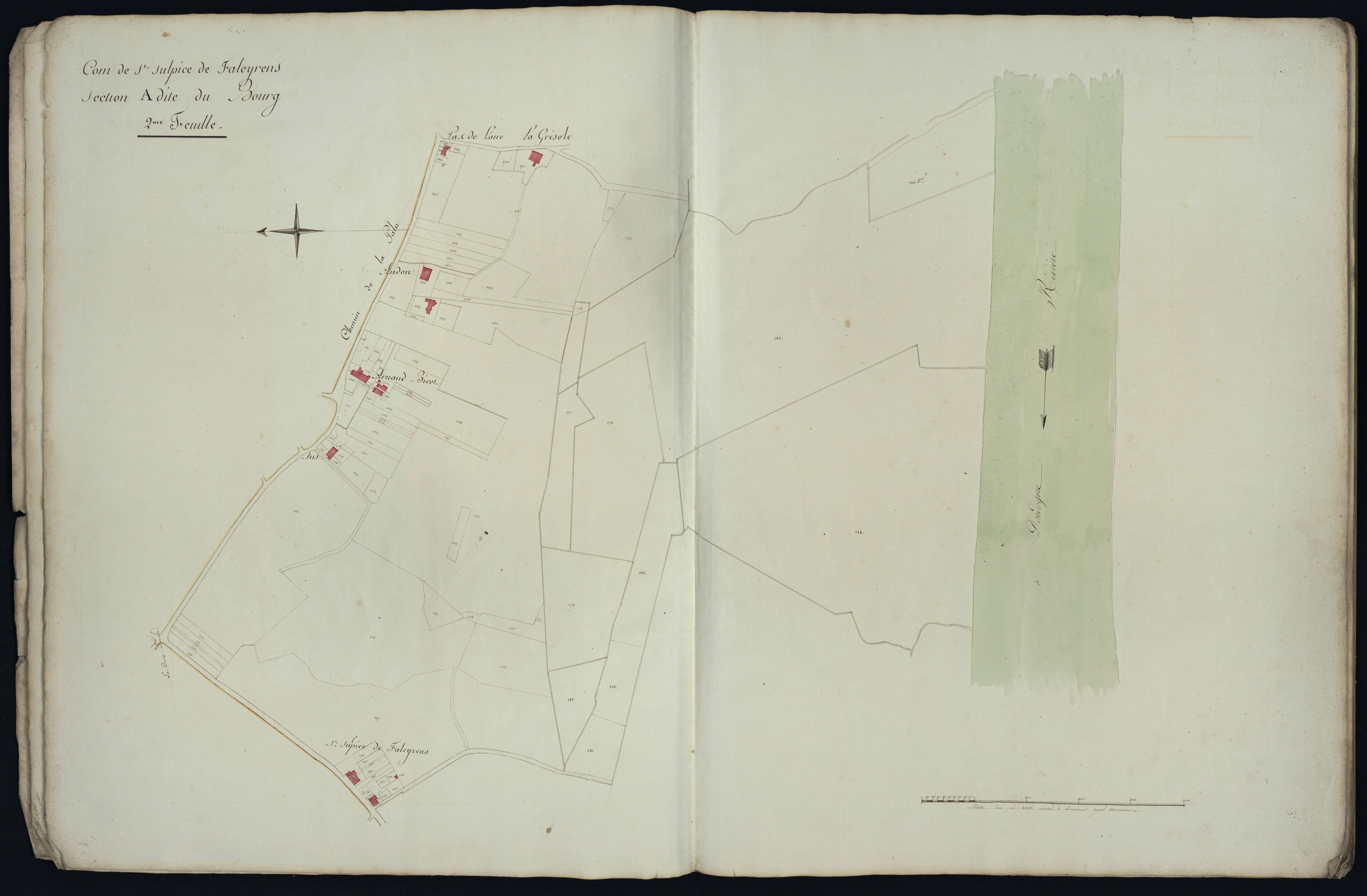 Saint-Sulpice-de-Faleyrens - -Section A feuille 2 : Le Bourg