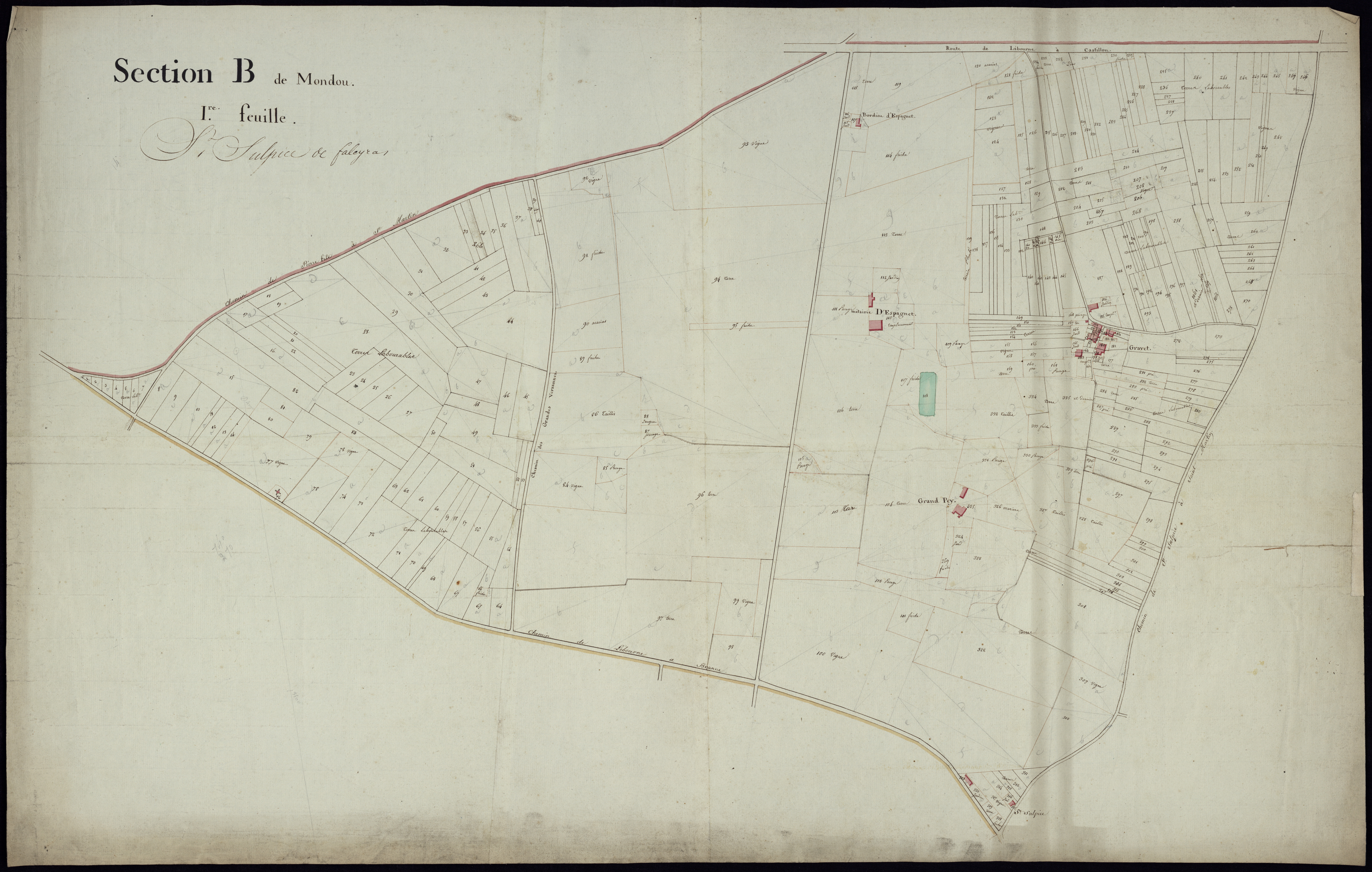 Saint-Sulpice-de-Faleyrens - -Section B feuille 1 : Mondou