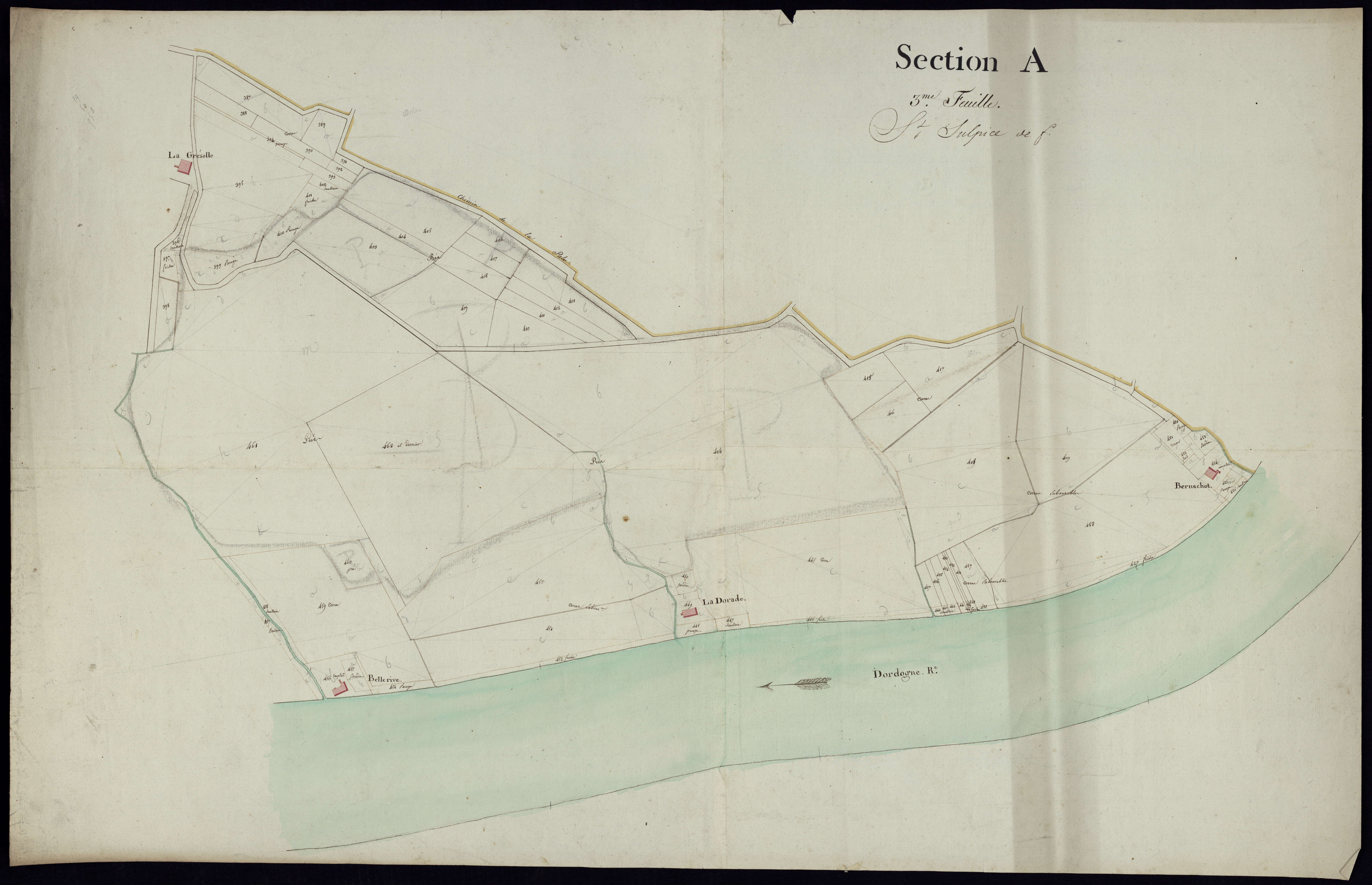Saint-Sulpice-de-Faleyrens - -Section A feuille 3 : [Le Bourg]