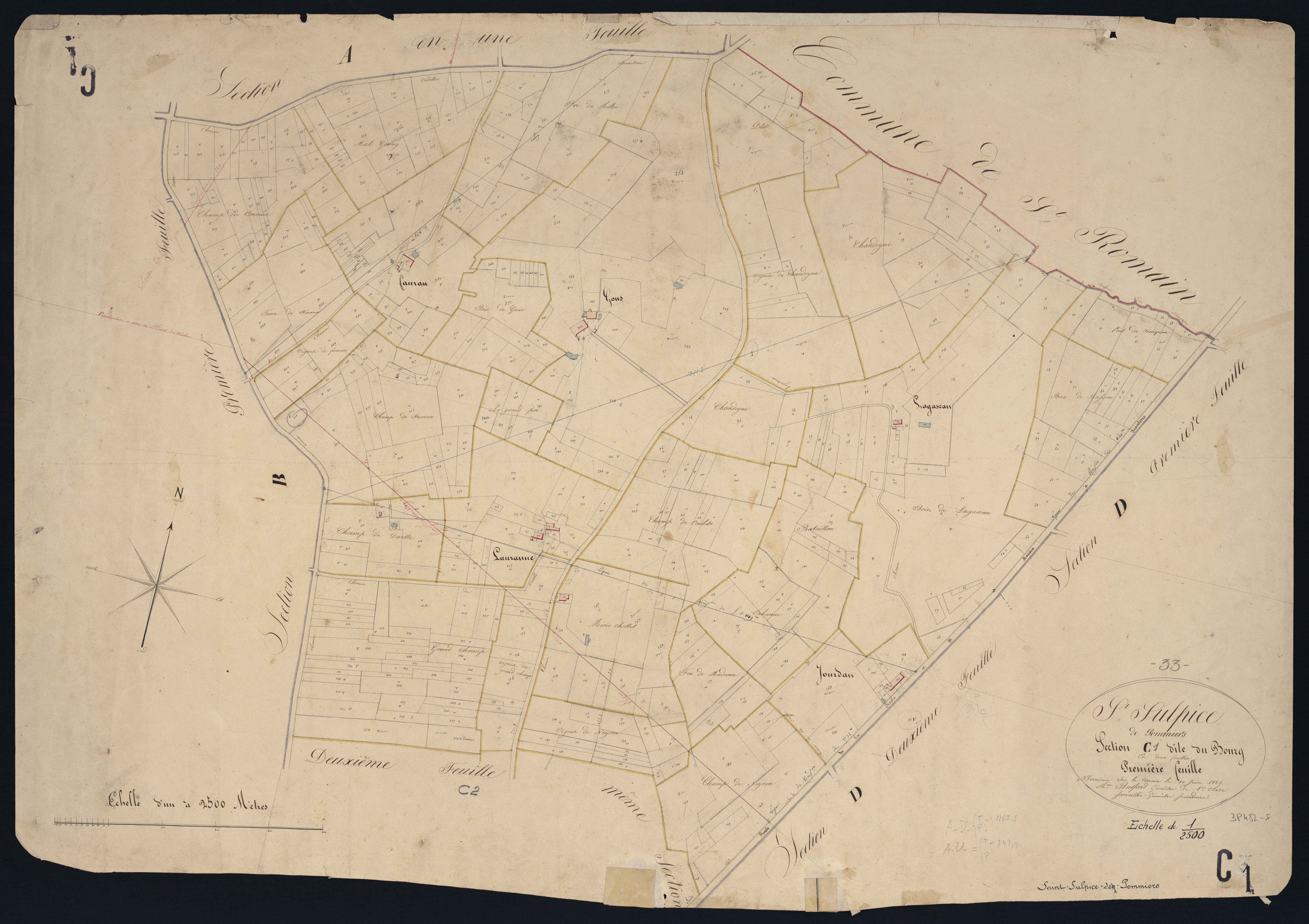 Saint-Sulpice-de-Pommiers - -Section C feuille 1 : Le Bourg