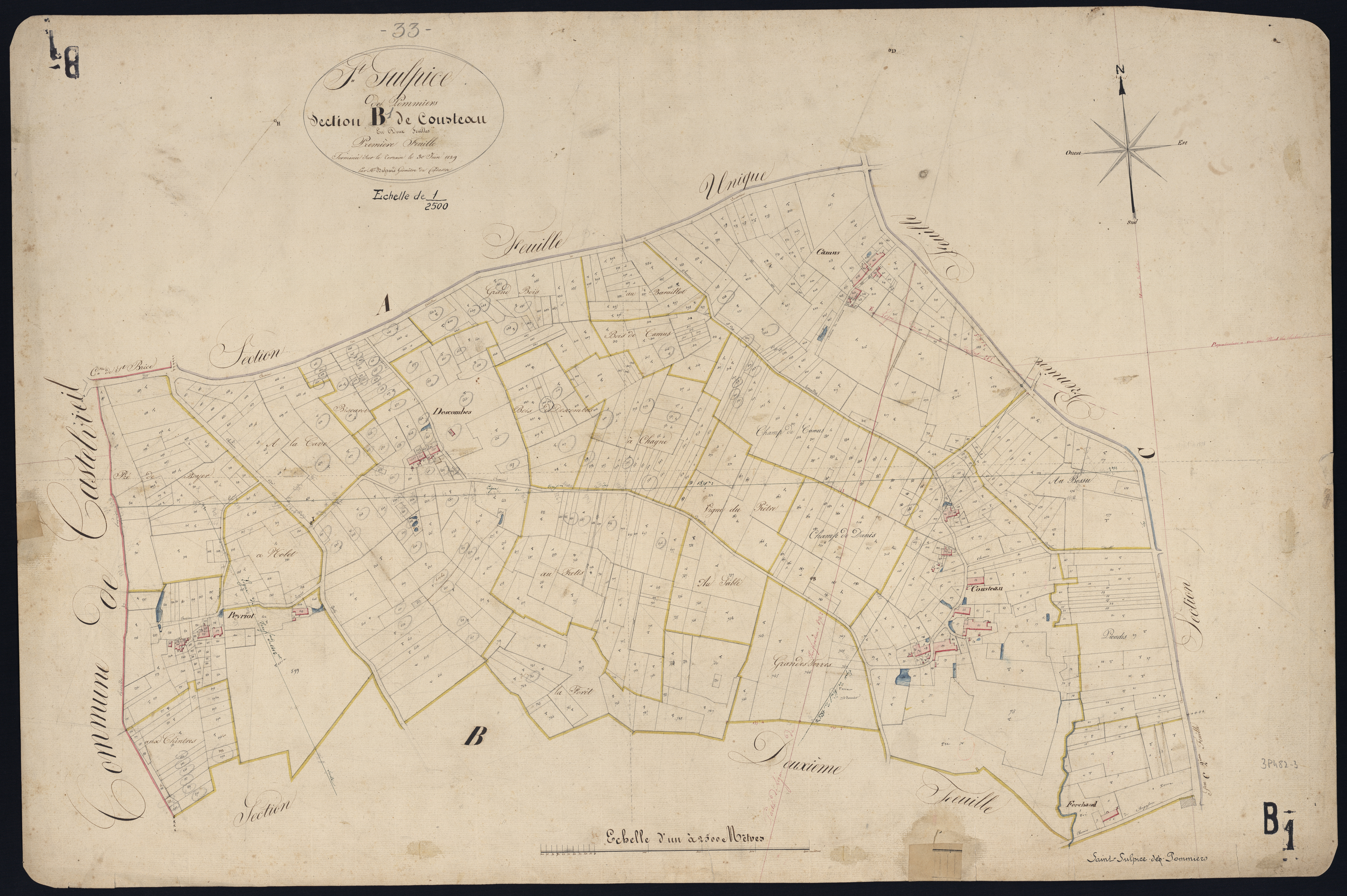 Saint-Sulpice-de-Pommiers - -Section B feuille 1 : Cousteau