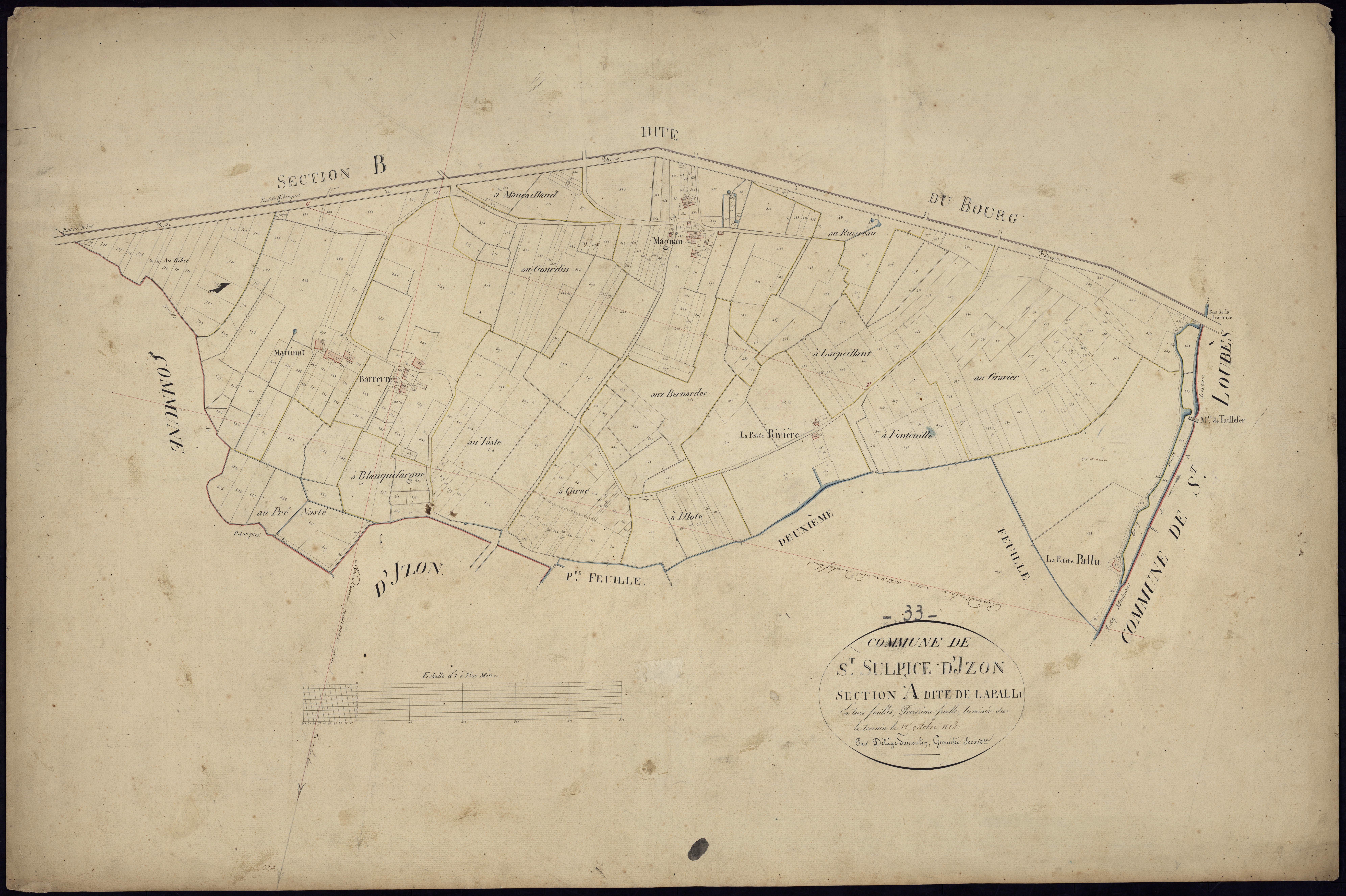 Saint-Sulpice-et-Cameyrac - -Section A feuille 3 : Lapallu