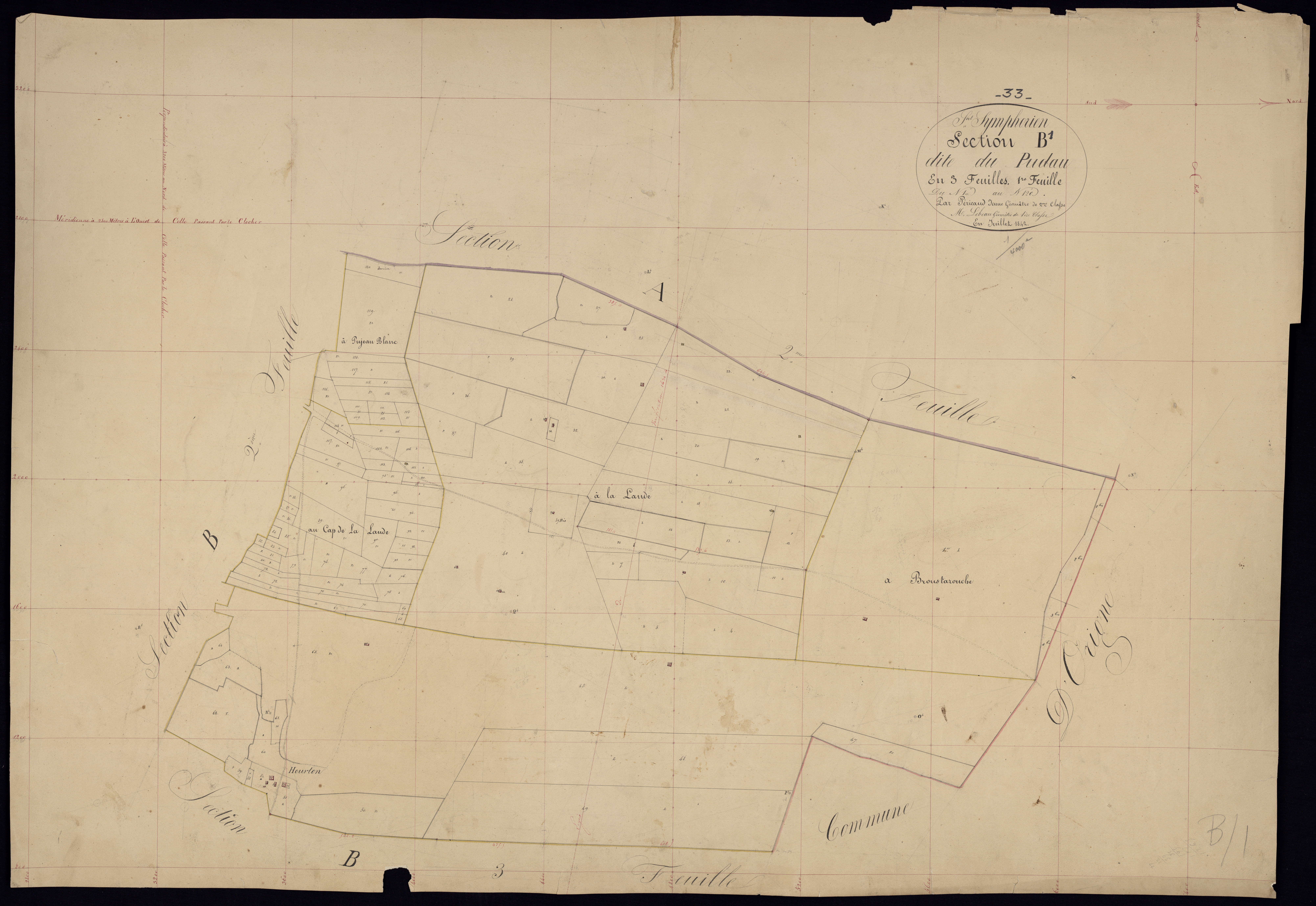 Saint-Symphorien - -Section B feuille 1 : Le Pudau