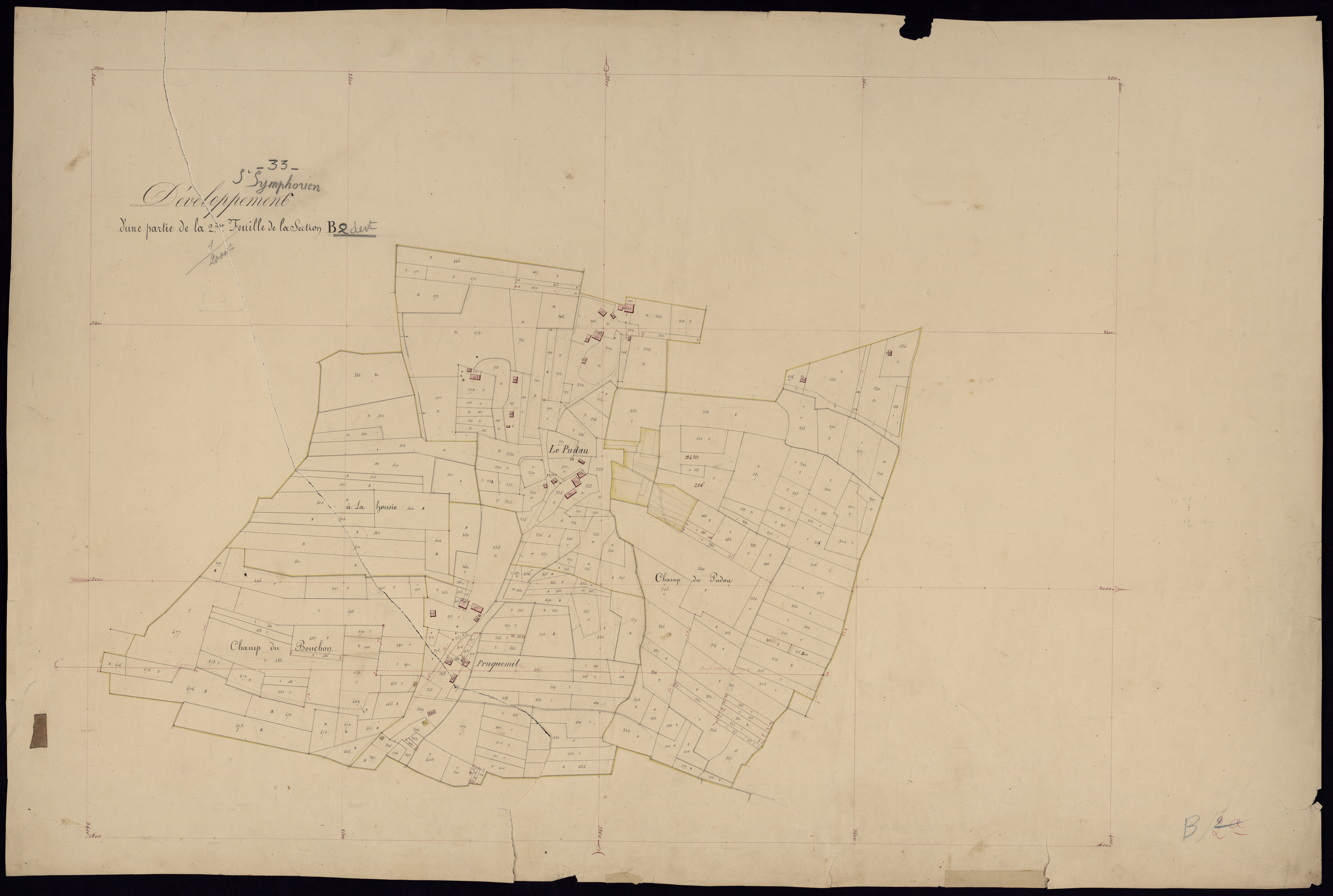 Saint-Symphorien - -Section B feuille 2 : Le Pudau