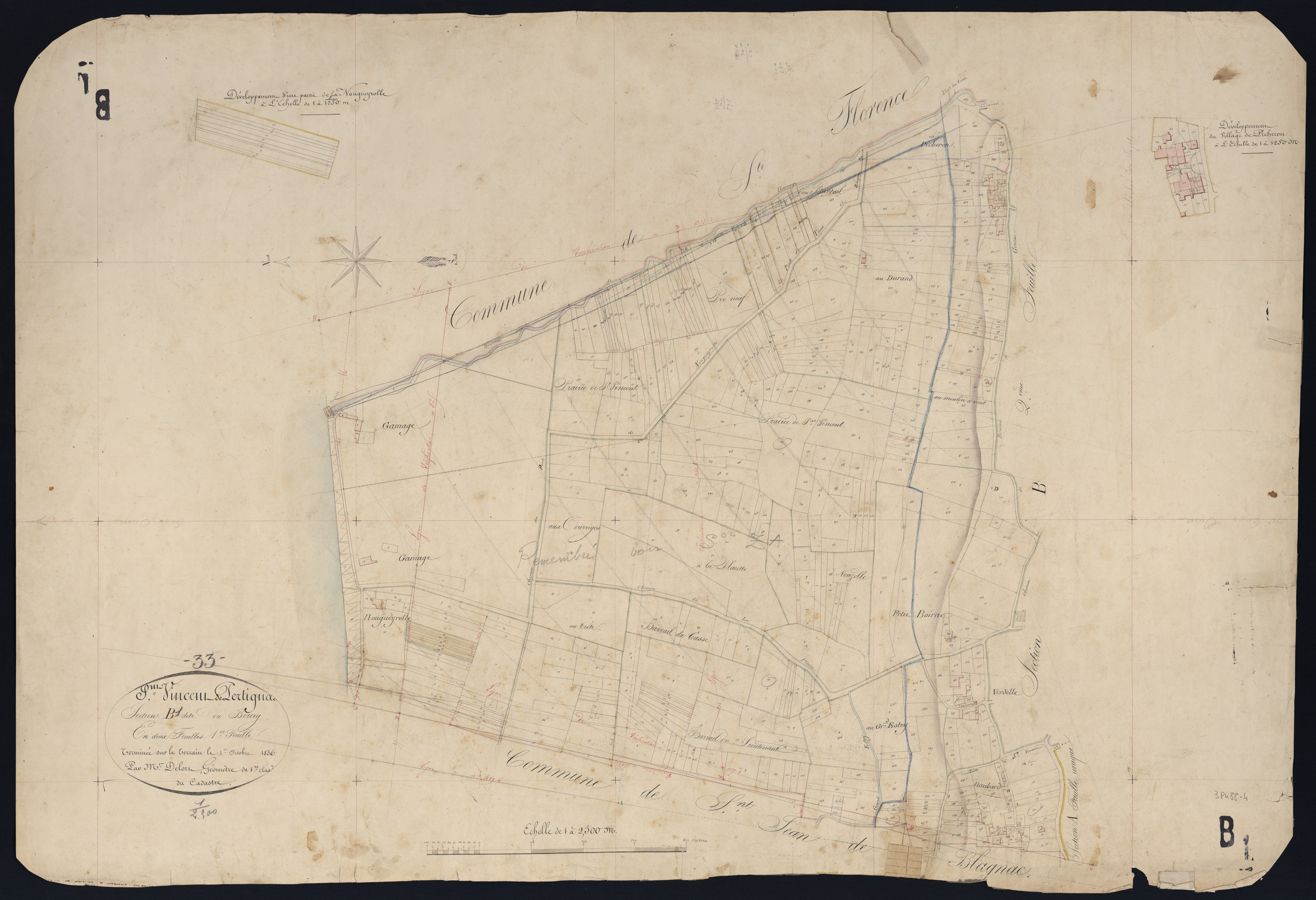 Saint-Vincent-de-Pertignas - -Section B feuille 1 : Le Bourg